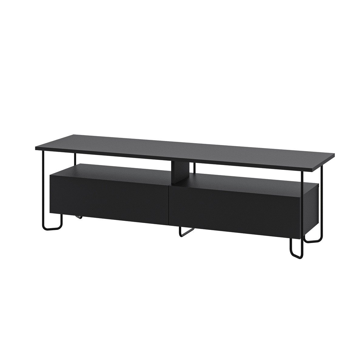 Meuble TV 2 portes avec pieds en métal L150 cm – Noir