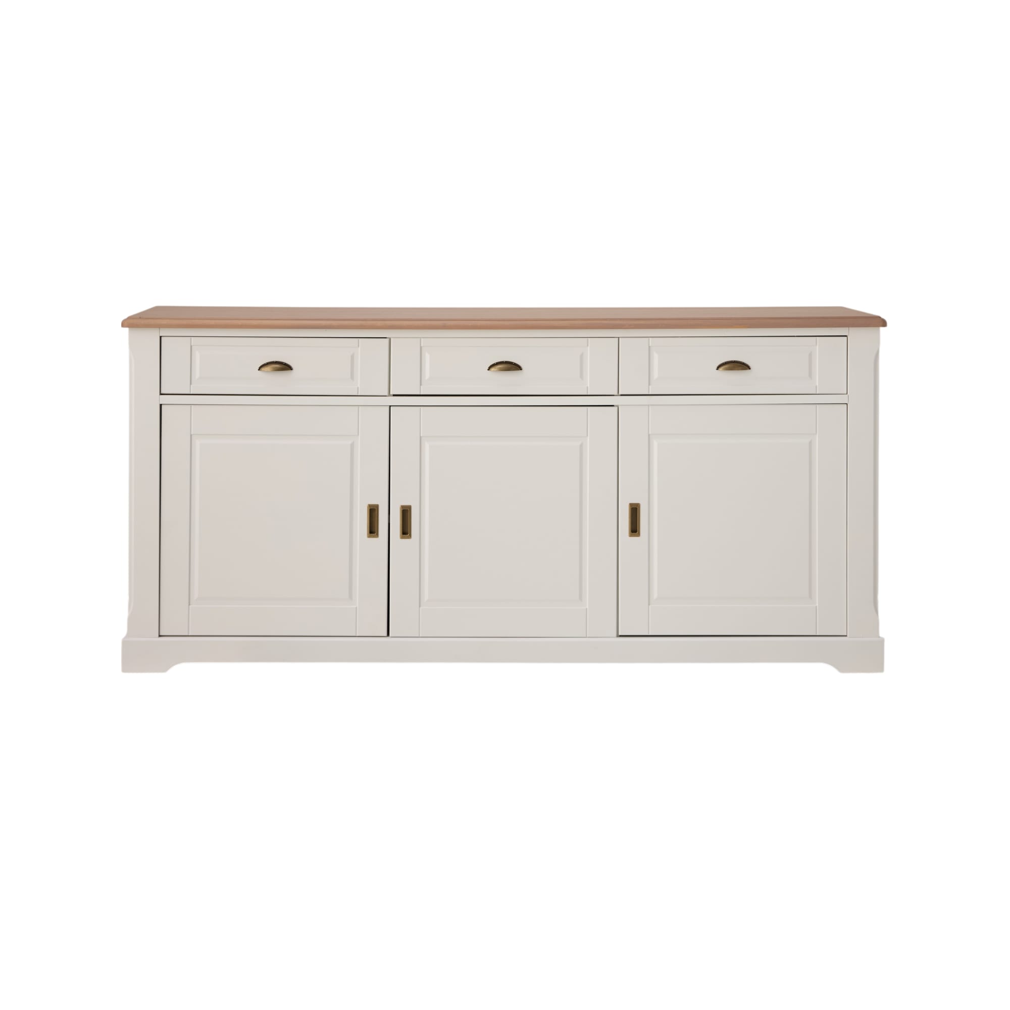 Enfilade 3 portes et trois tiroirs effet bois et blanc L200 cm