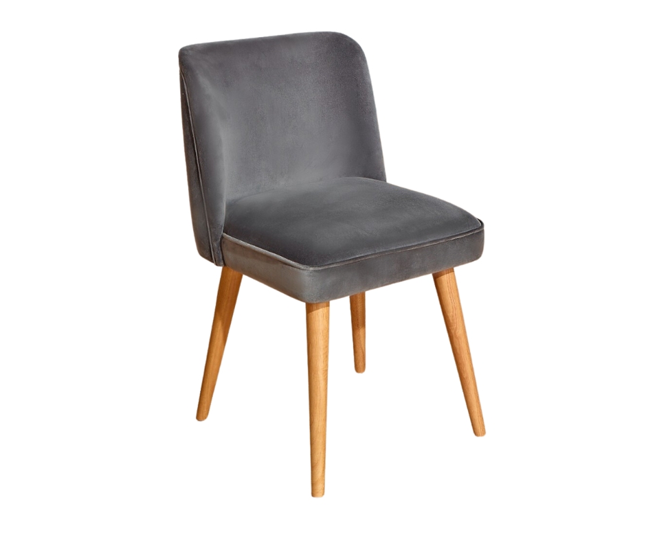 Lot de 2 chaises en bois certifié FSC@ et velours gris loup