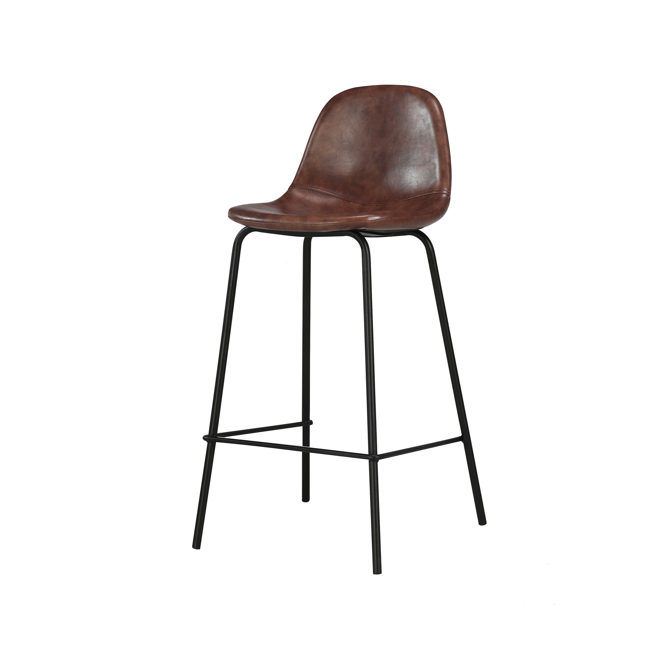 Chaise pour îlot central 65 cm en cuir synthétique marron