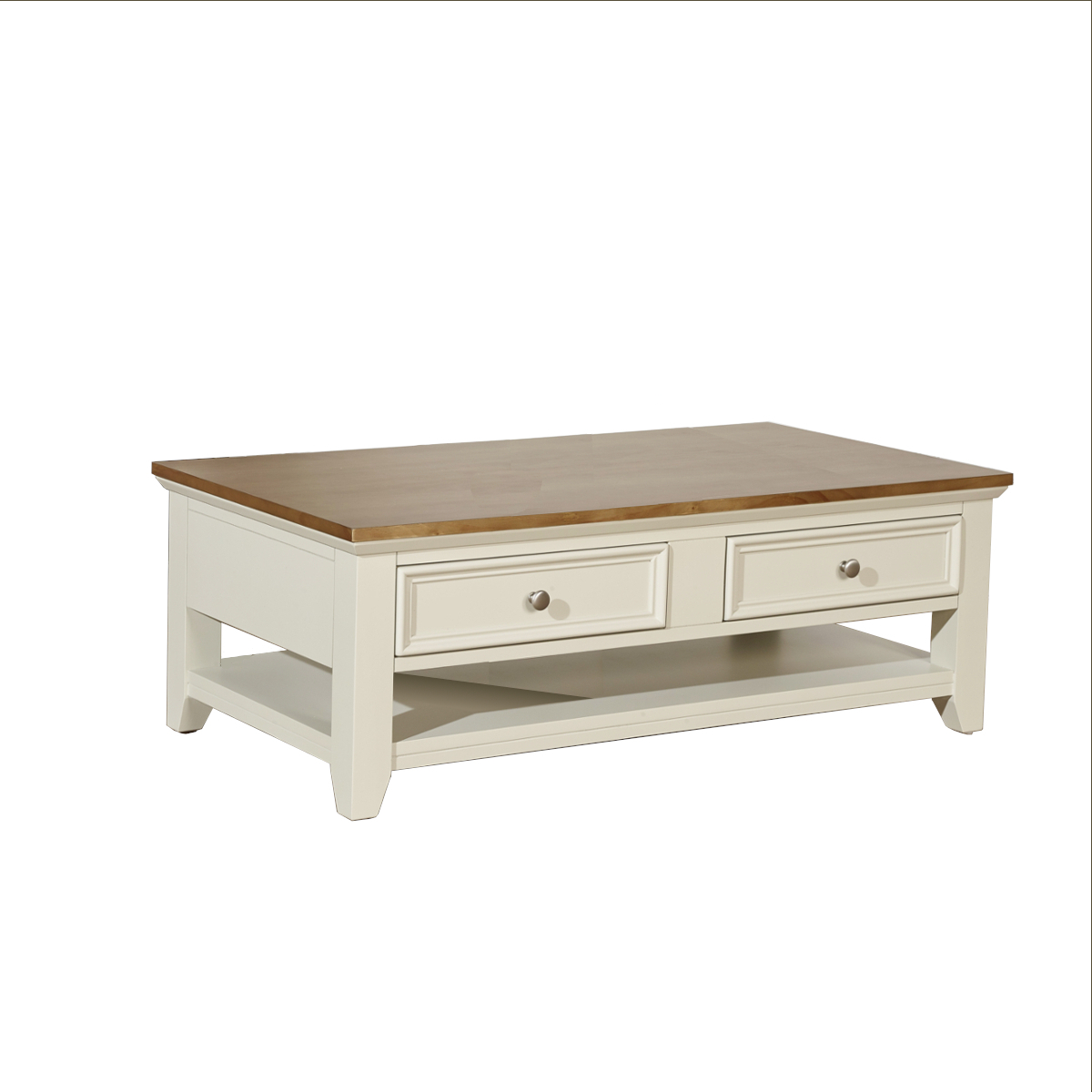 Table basse rectangulaire double plateau 4 tiroirs blanche