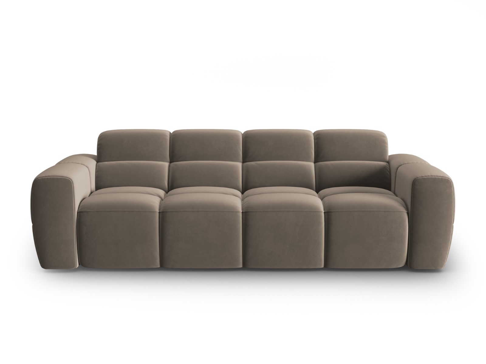 Canapé 4 places en tissu velours marron clair