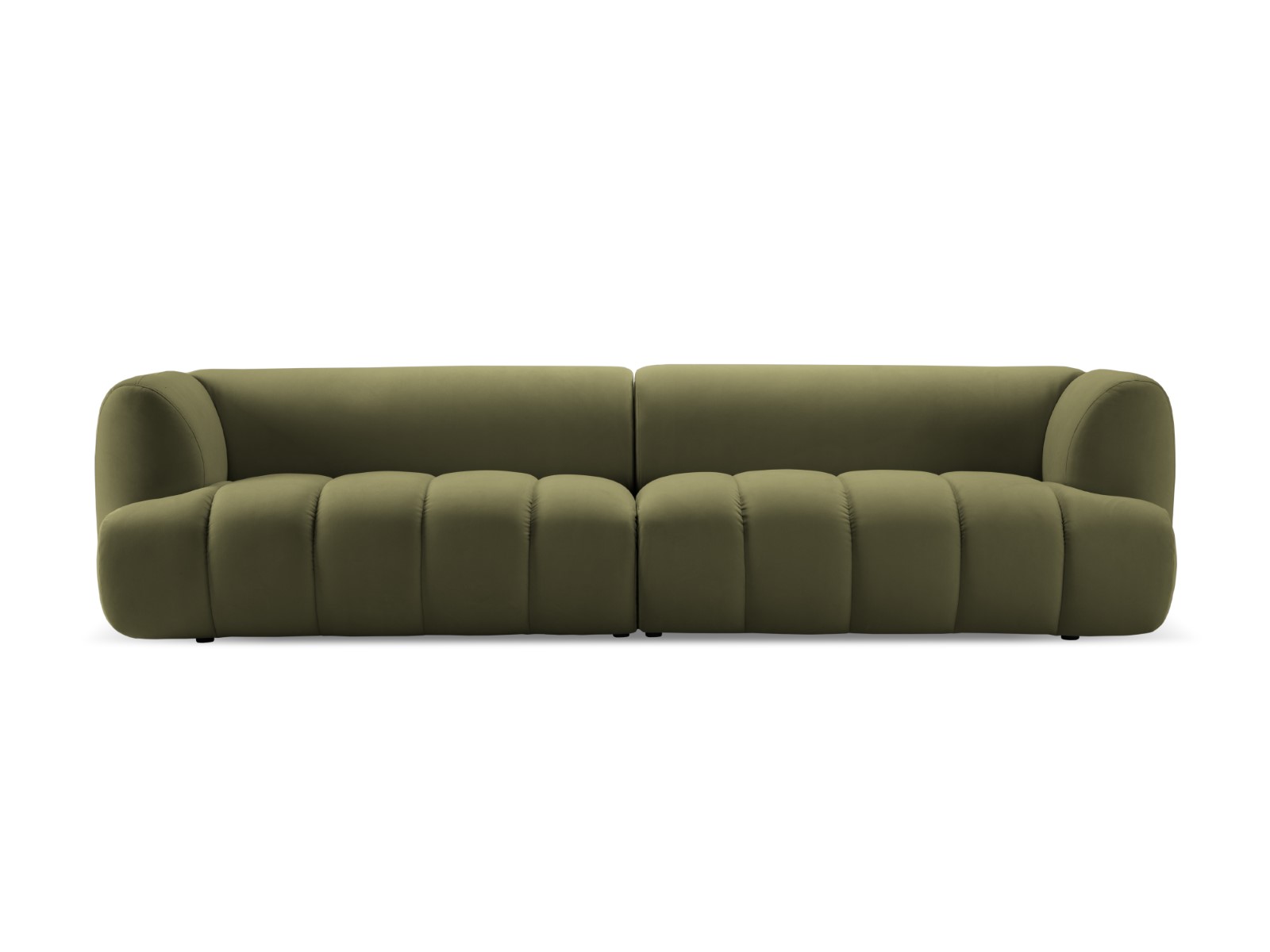 Canapé modulable 4 places en tissu velours vert clair