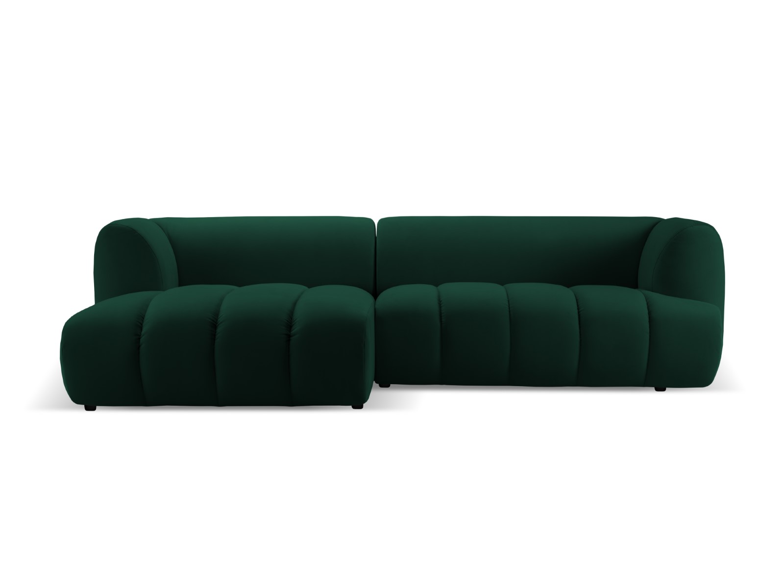 Canapé d’angle gauche modulable 4 places tissu velours vert bouteille
