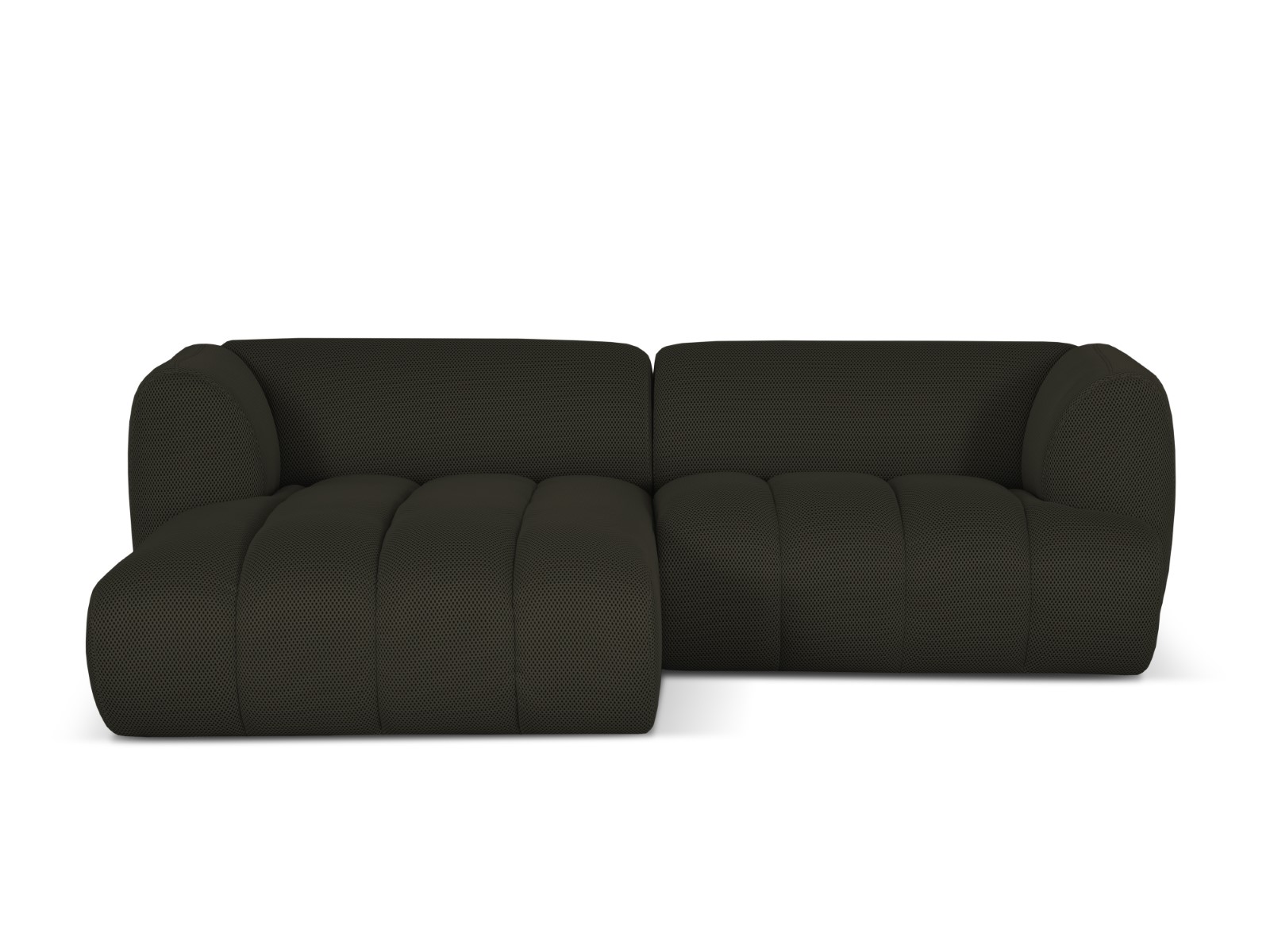 Canapé d’angle gauche modulable 3 places en tissu 3d vert amazone