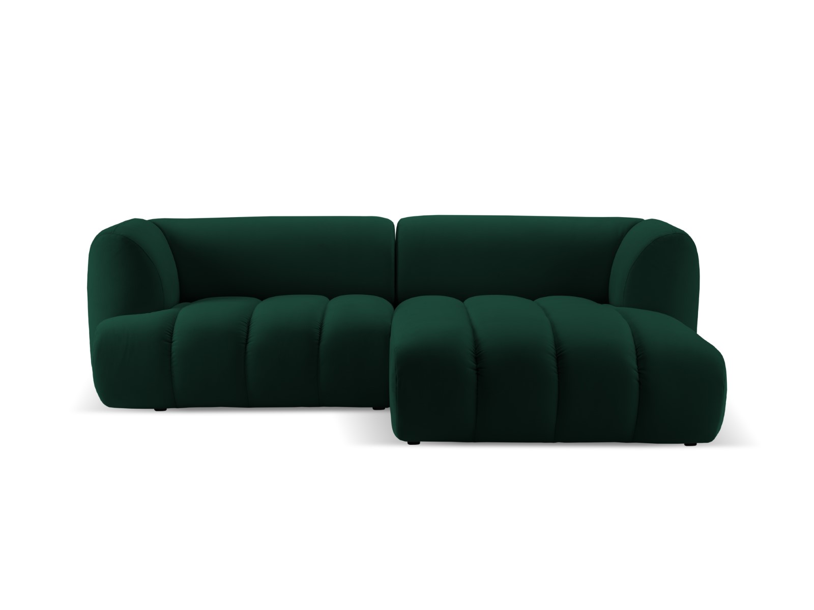 Canapé d’angle droit modulable 3 places tissu velours vert bouteille