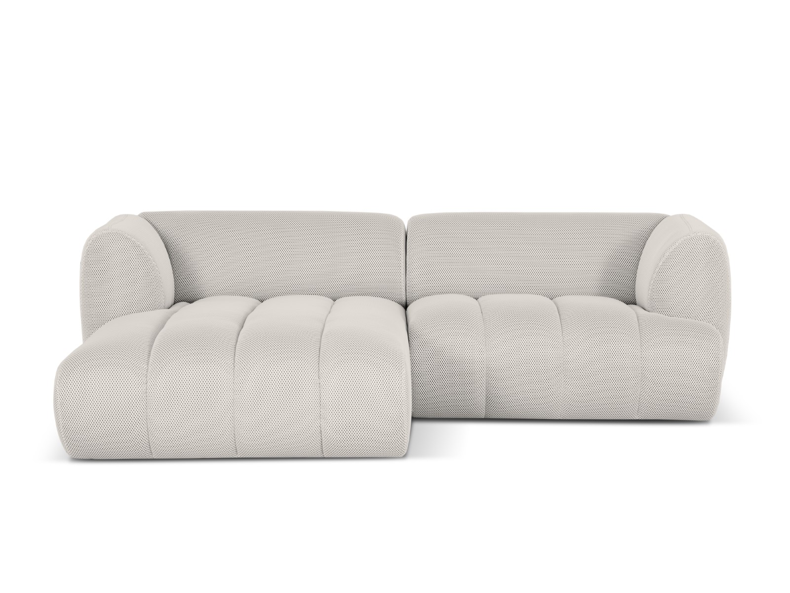 Canapé d’angle gauche modulable 3 places en tissu 3d beige clair