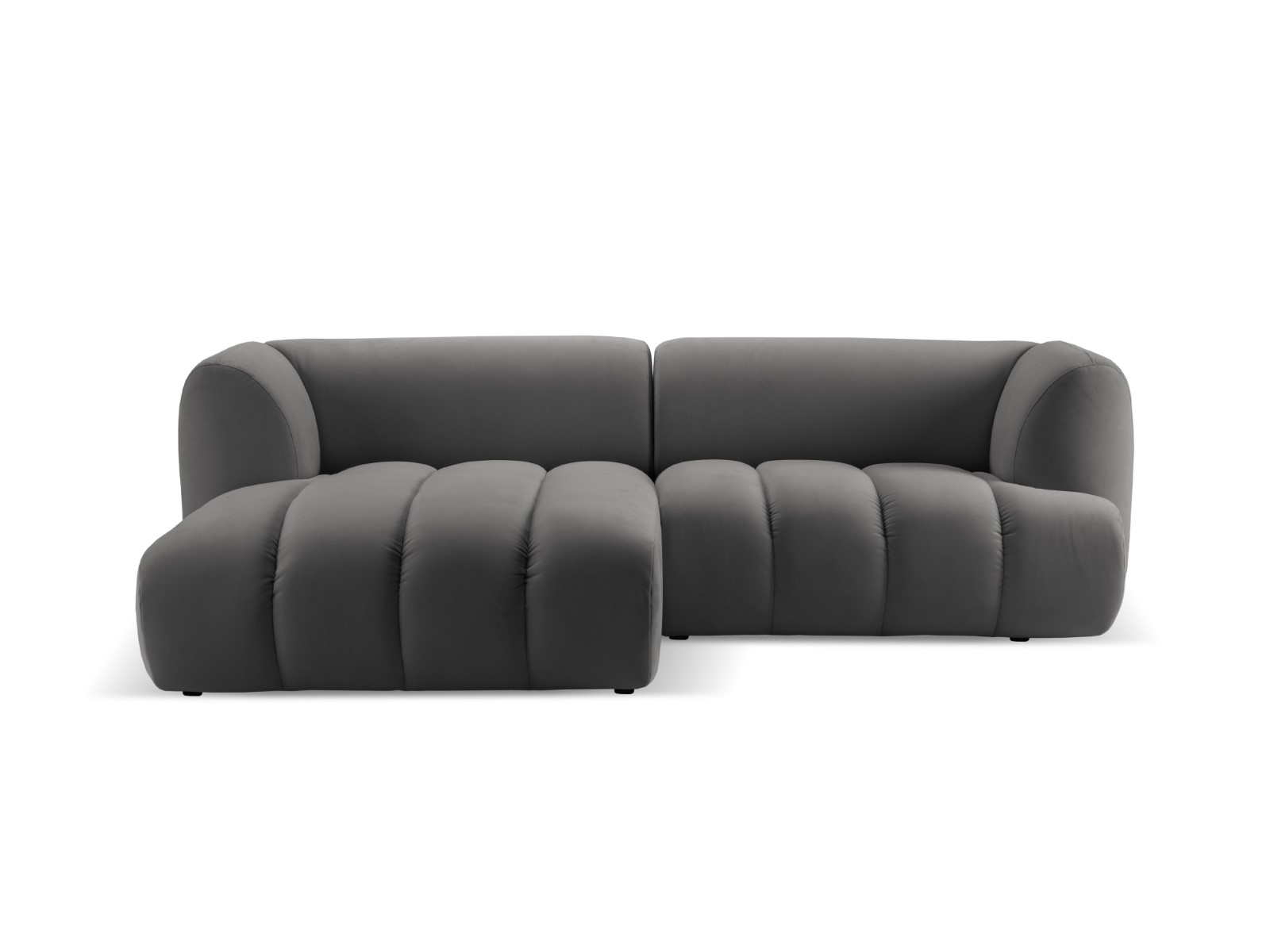 Canapé d&rsquo;angle gauche modulable 3 places en tissu velours ciment
