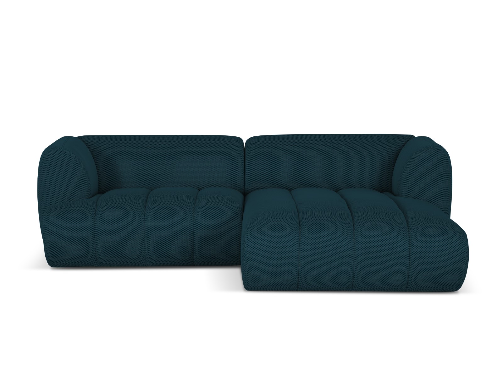 Canapé d’angle droit modulable 3 places en tissu 3d bleu marine