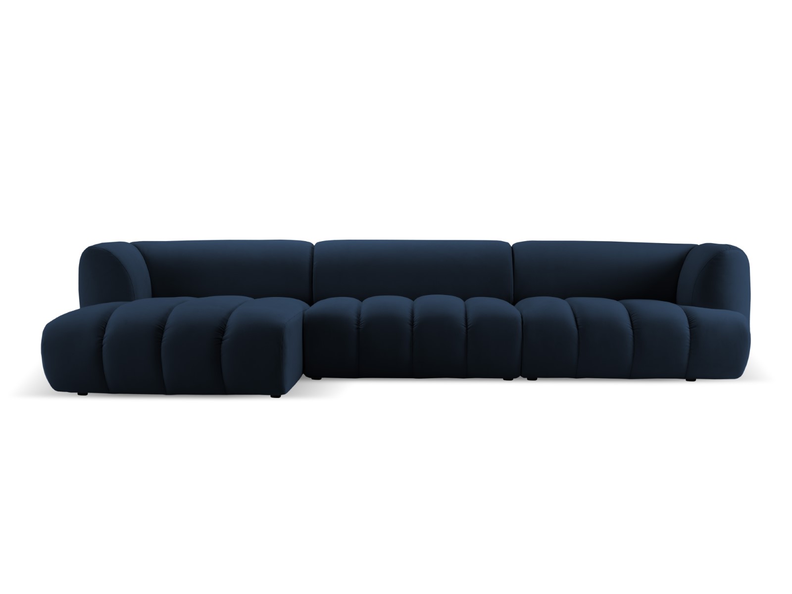 Canapé d’angle gauche modulable 5 places en tissu velours bleu roi