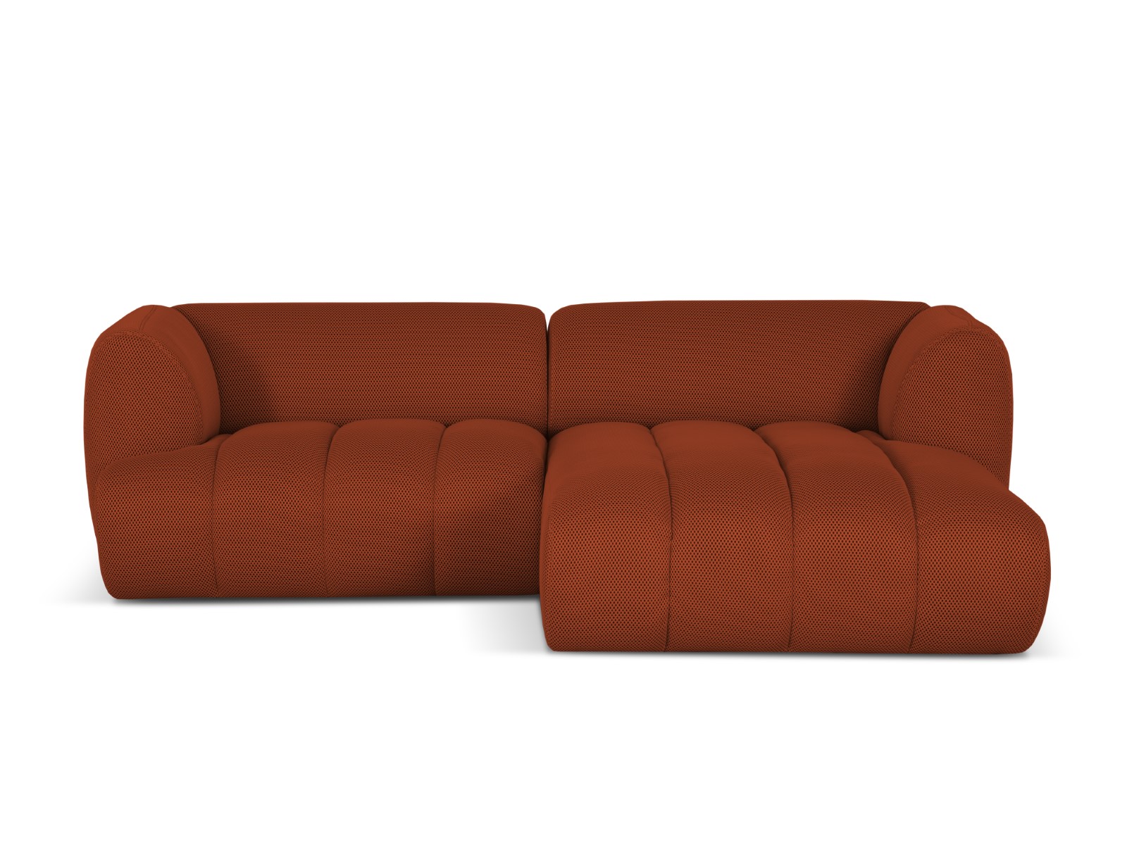 Canapé d’angle droit modulable 3 places en tissu 3d brique