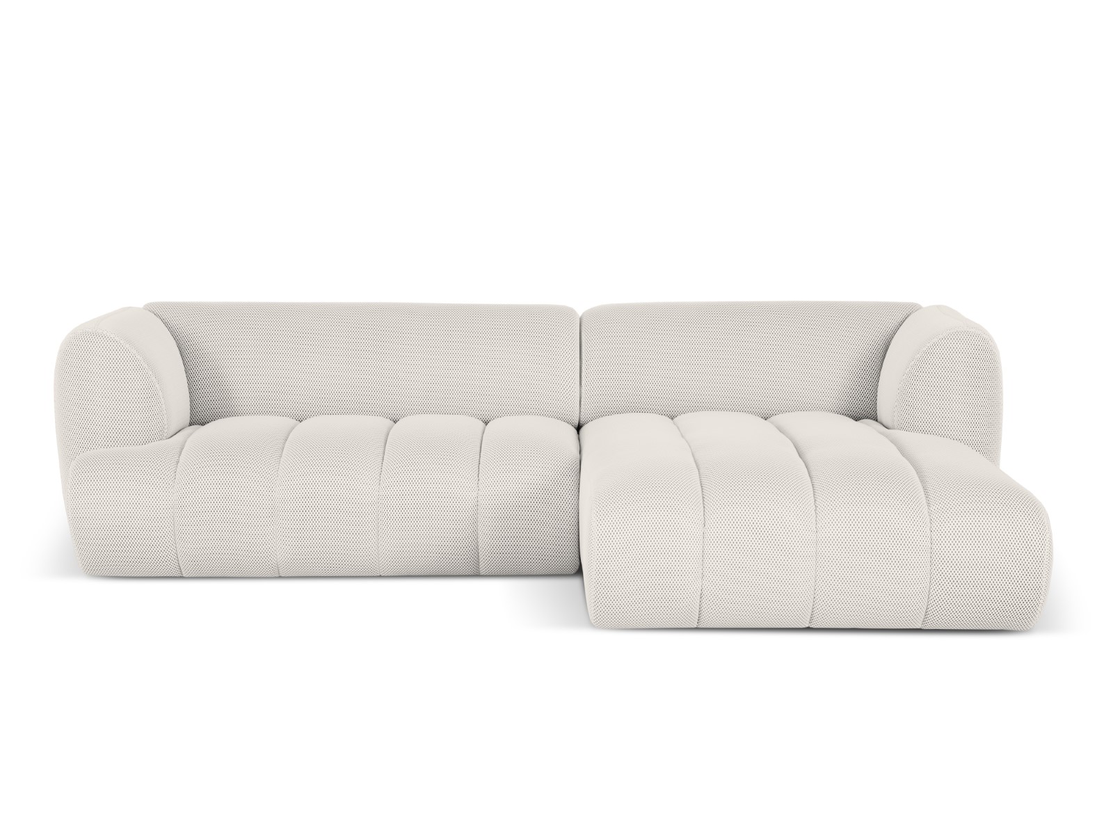 Canapé d’angle droit modulable 4 places en tissu 3d beige clair