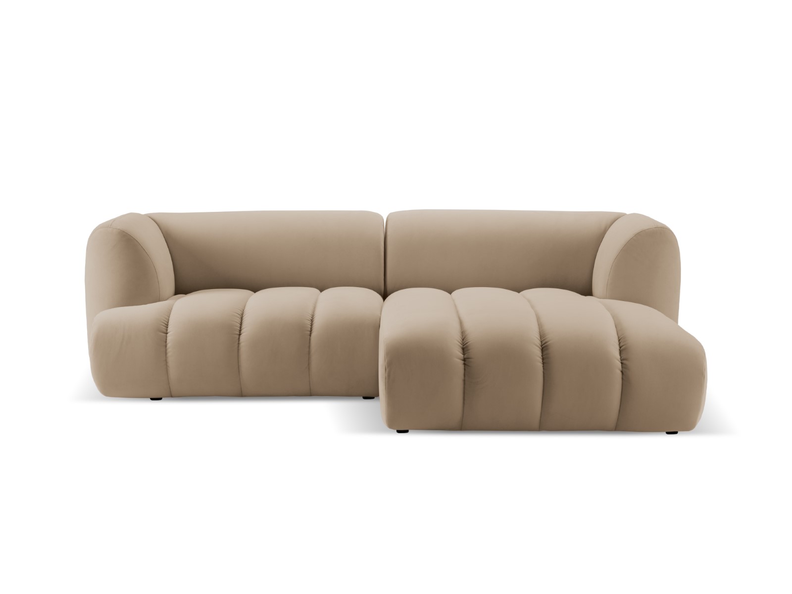 Canapé d’angle droit modulable 3 places en tissu velours le sable