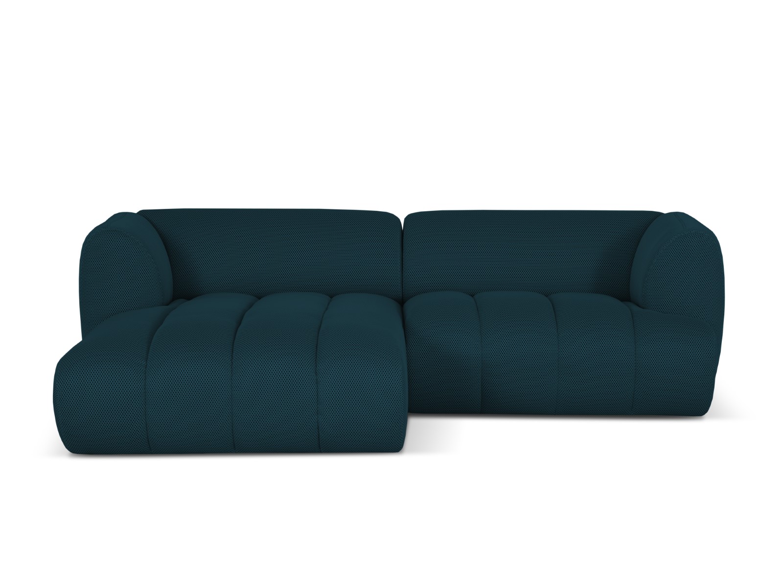 Canapé d’angle gauche modulable 3 places en tissu 3d bleu marine