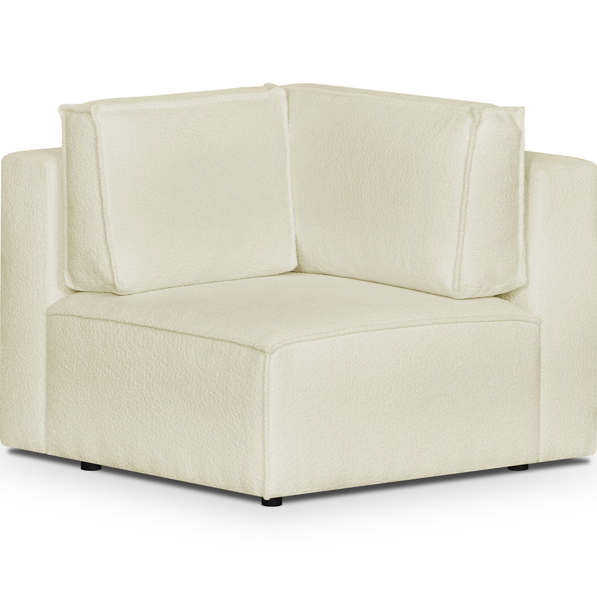Module d’angle à gauche en tissu bouclé écru
