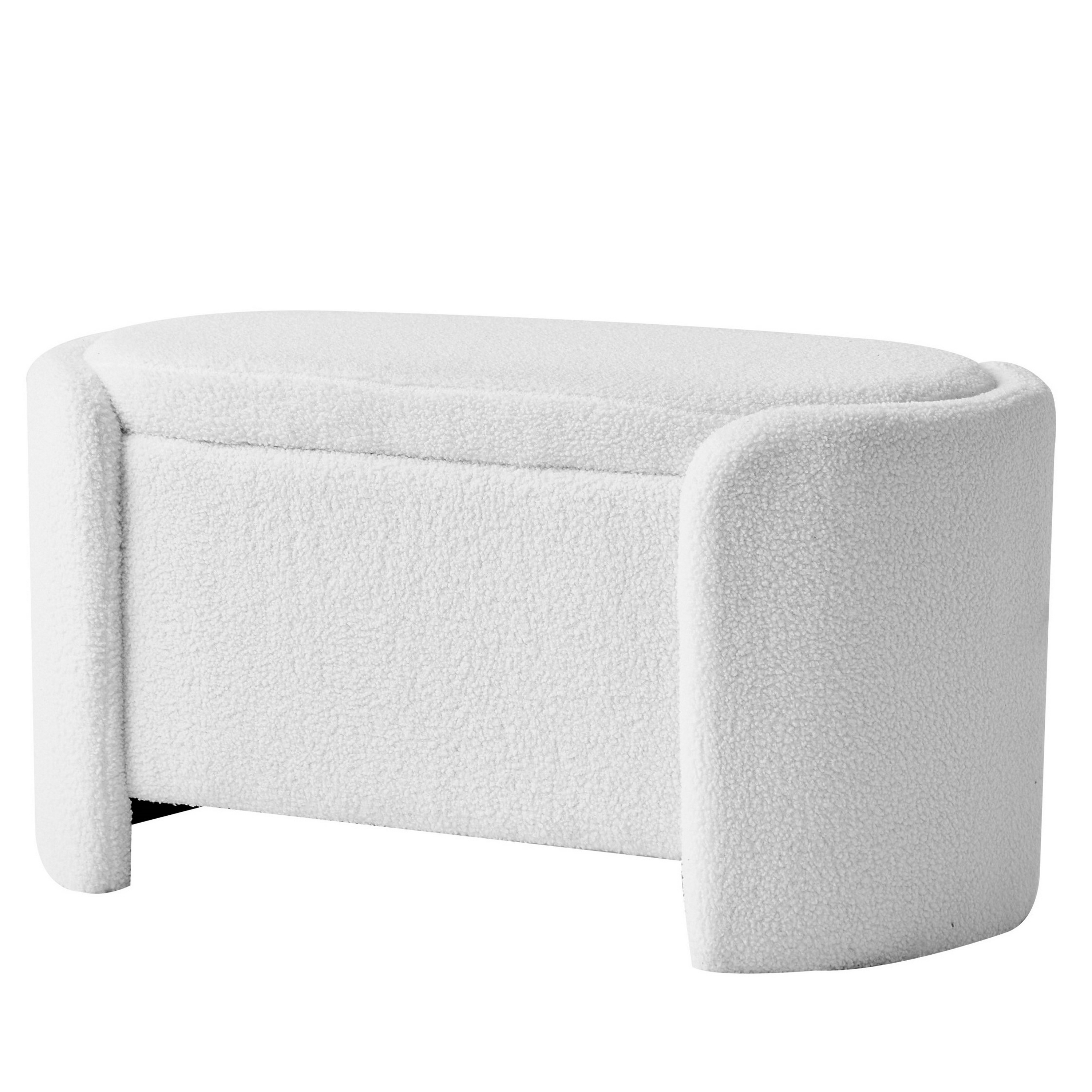 Banc avec rangement en bouclettes blanches