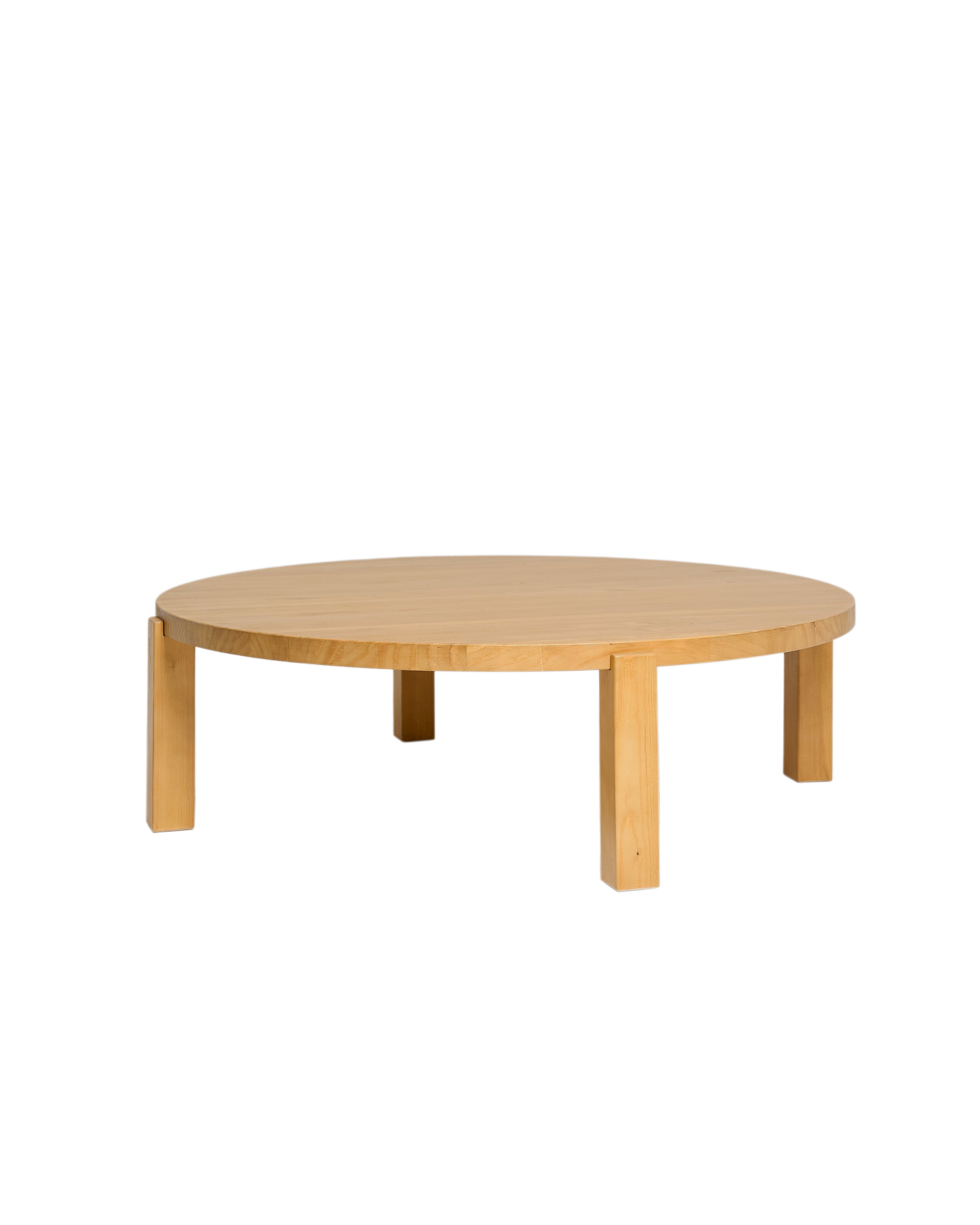 Table basse circulaire couleur marron clair, 120×35 cm