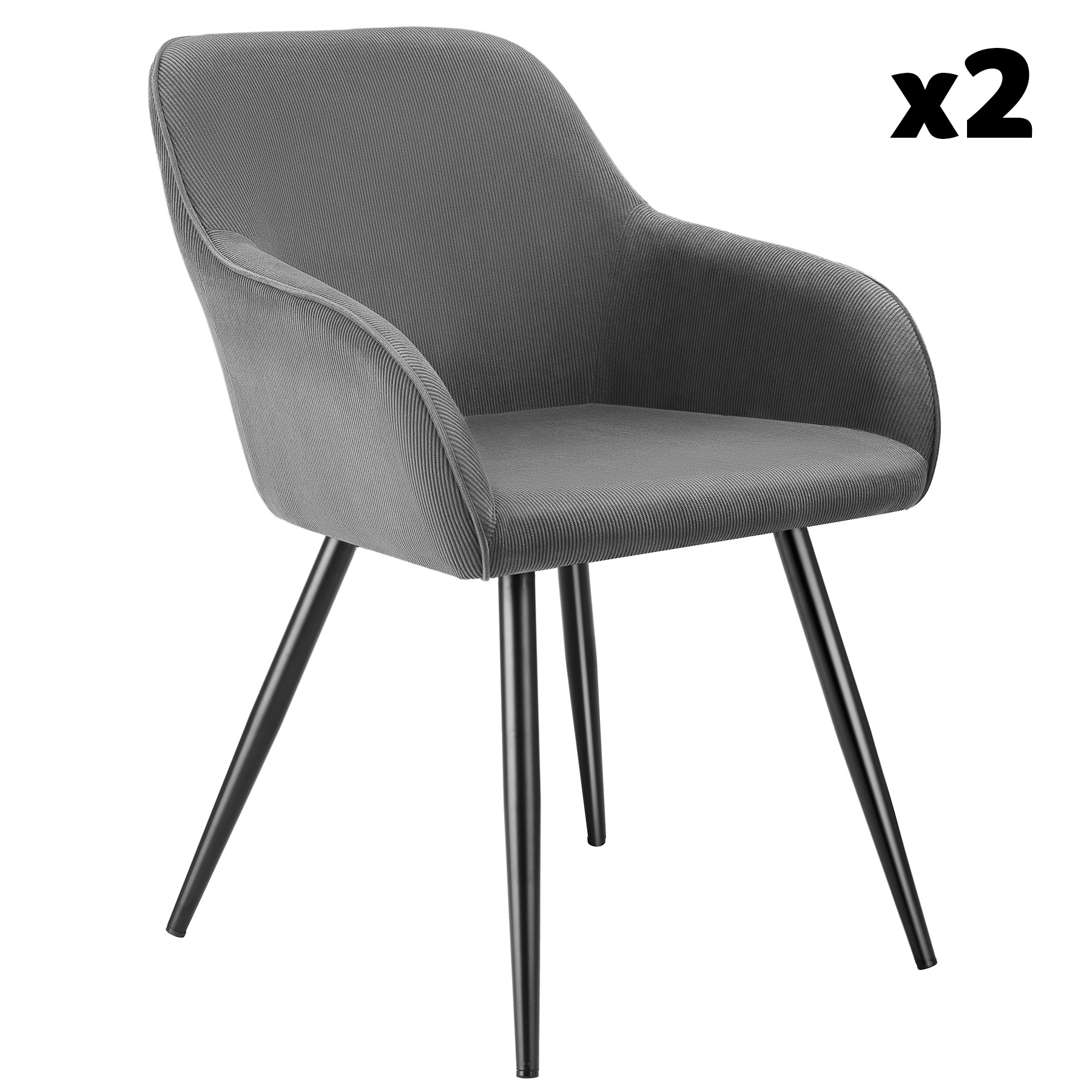 Lot 2 chaises élégantes aspect corde avec forme ergonomique gris/noir