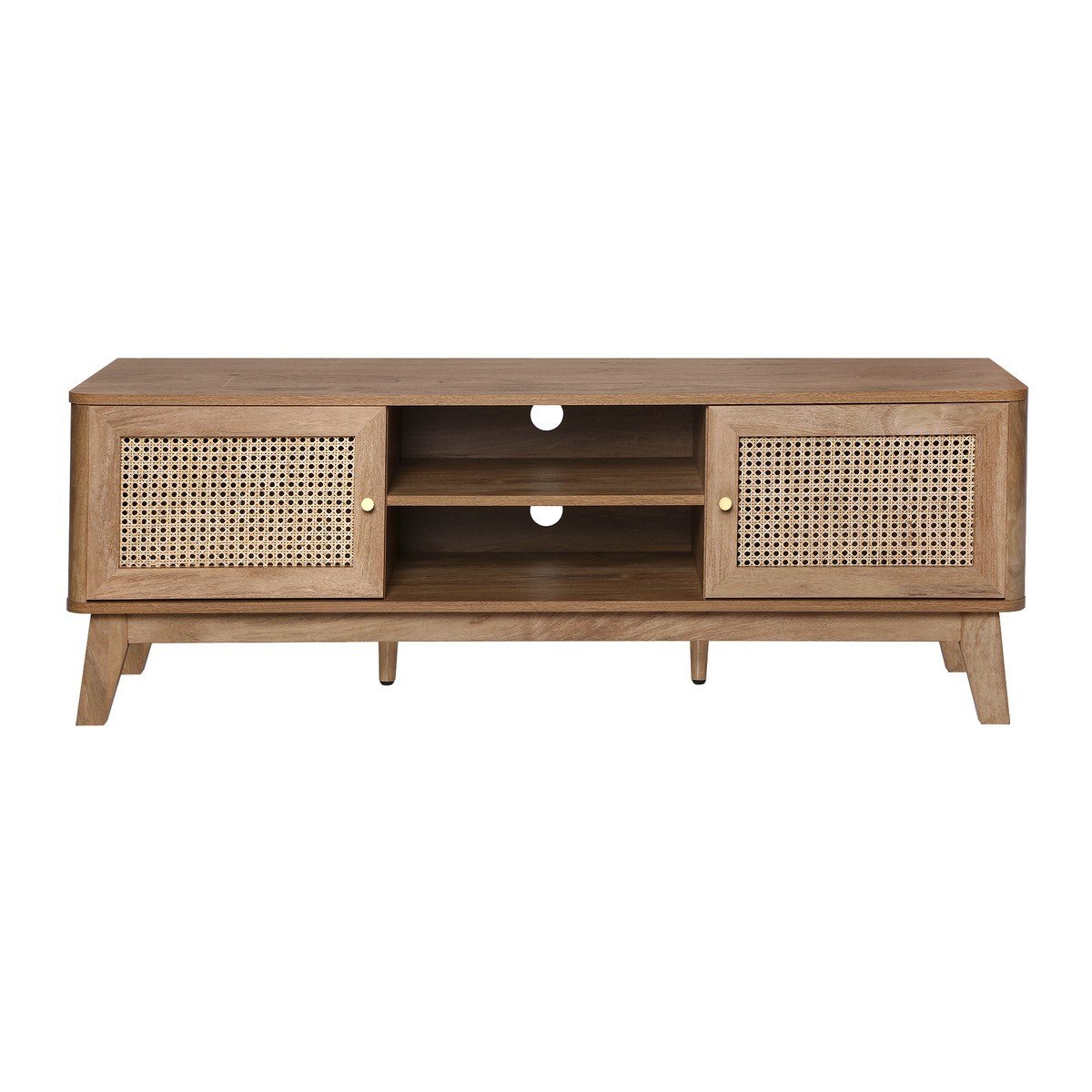 Meuble TV 2 Portes et Cannage Rotin – L140 cm