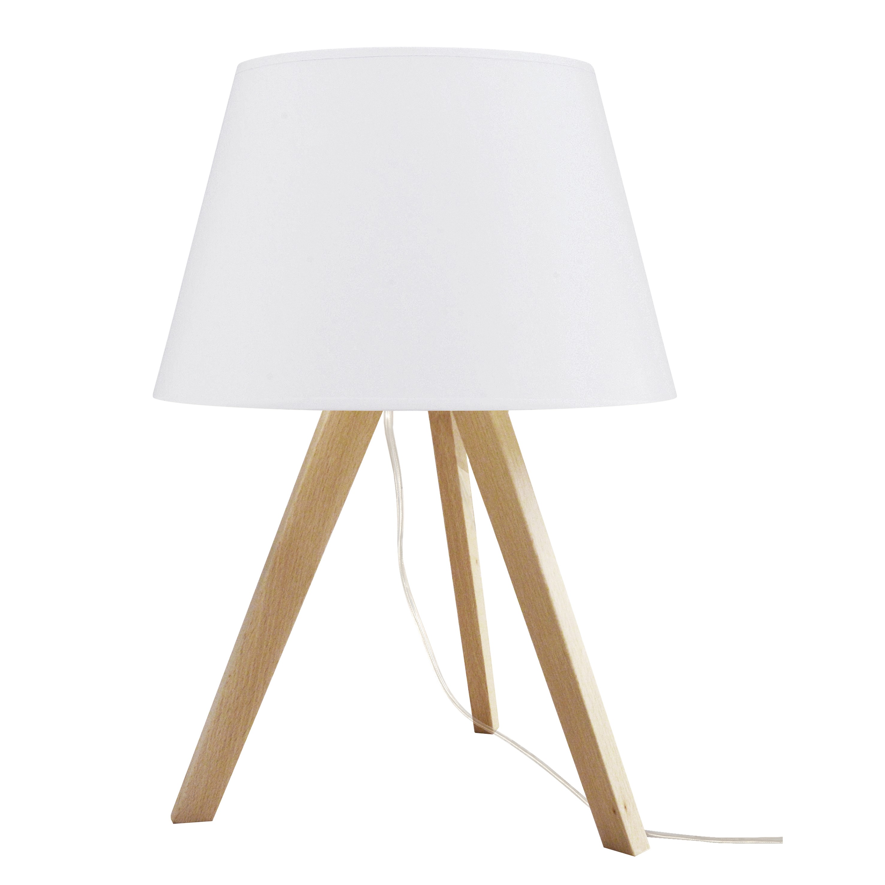 Lampe à poser en bois, blanc H&nbsp;: 48cm
