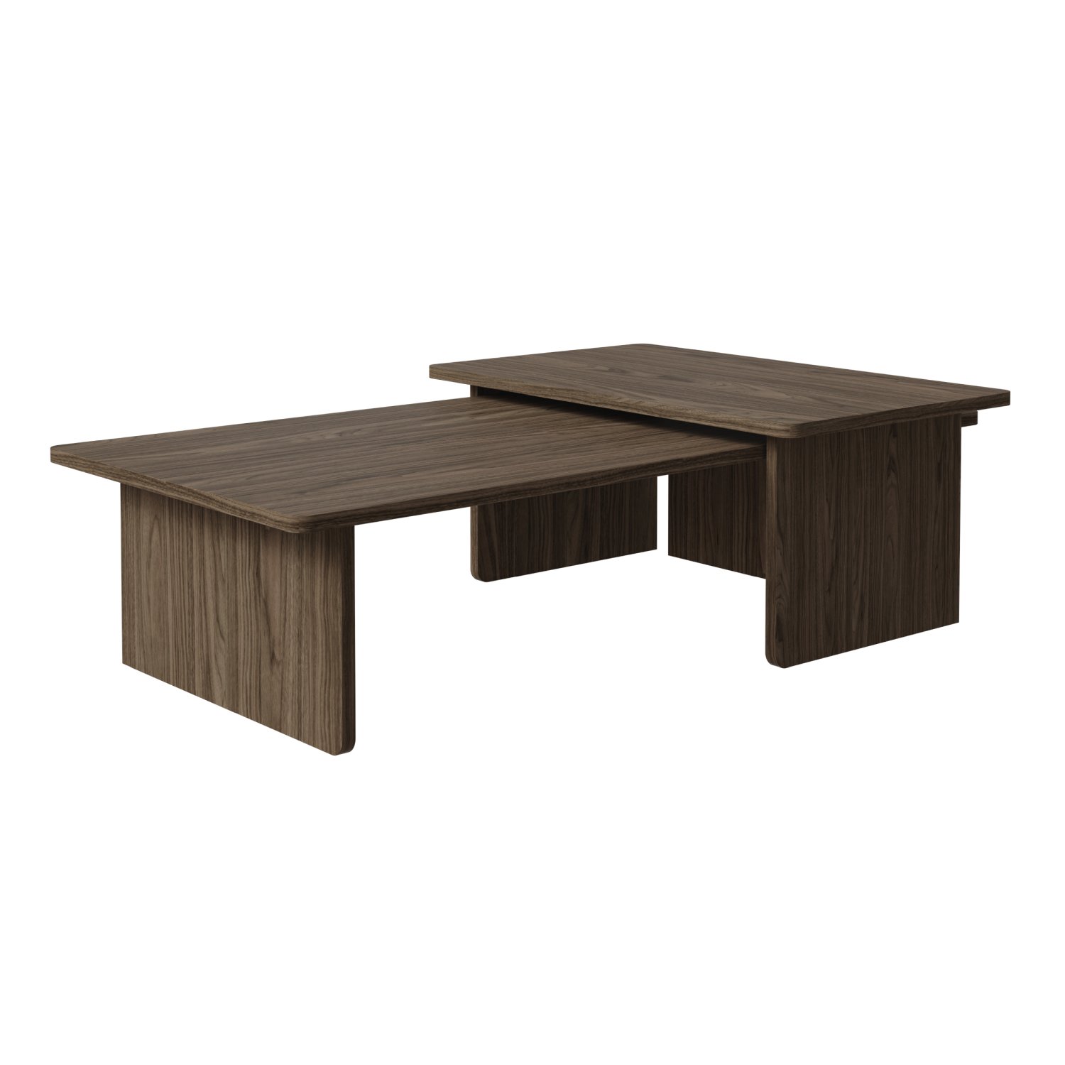 Set de 2 tables basses aspect noyer 140×90 / 90×55 cm