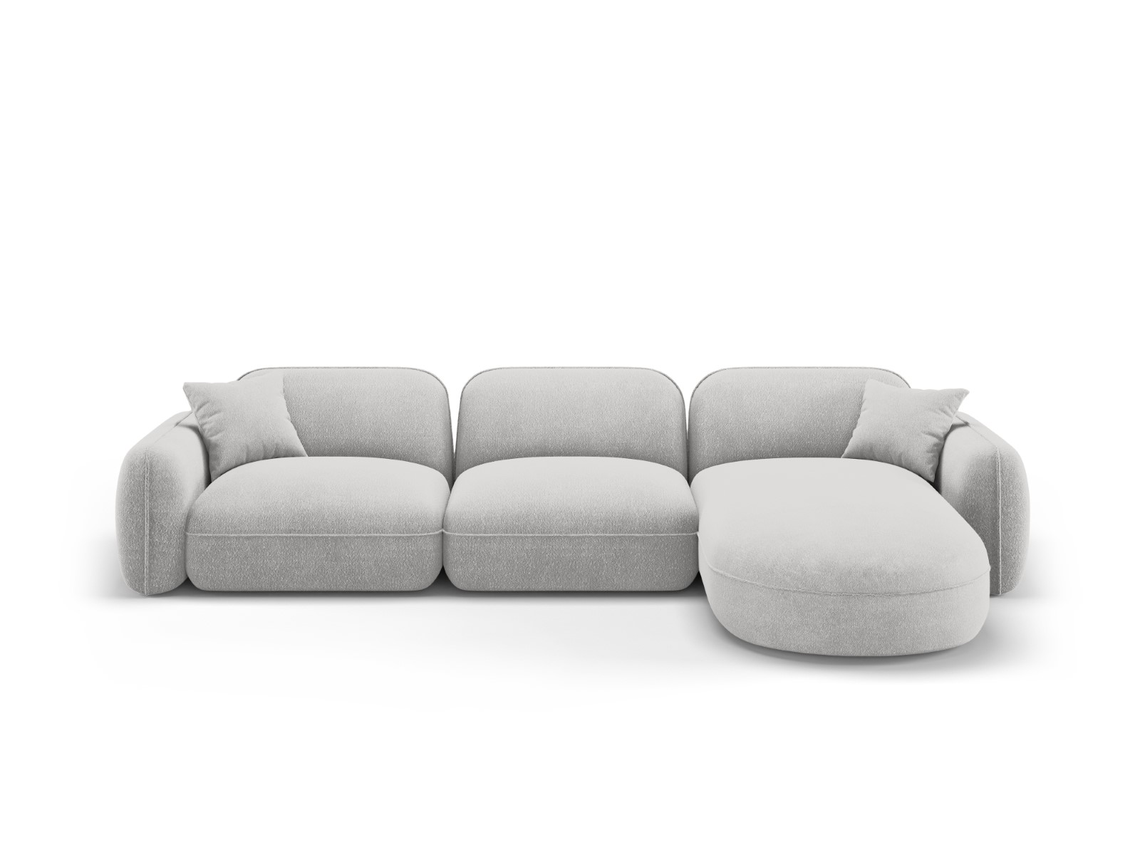 Canapé d’angle droit modulable 4 places en velours gris clair