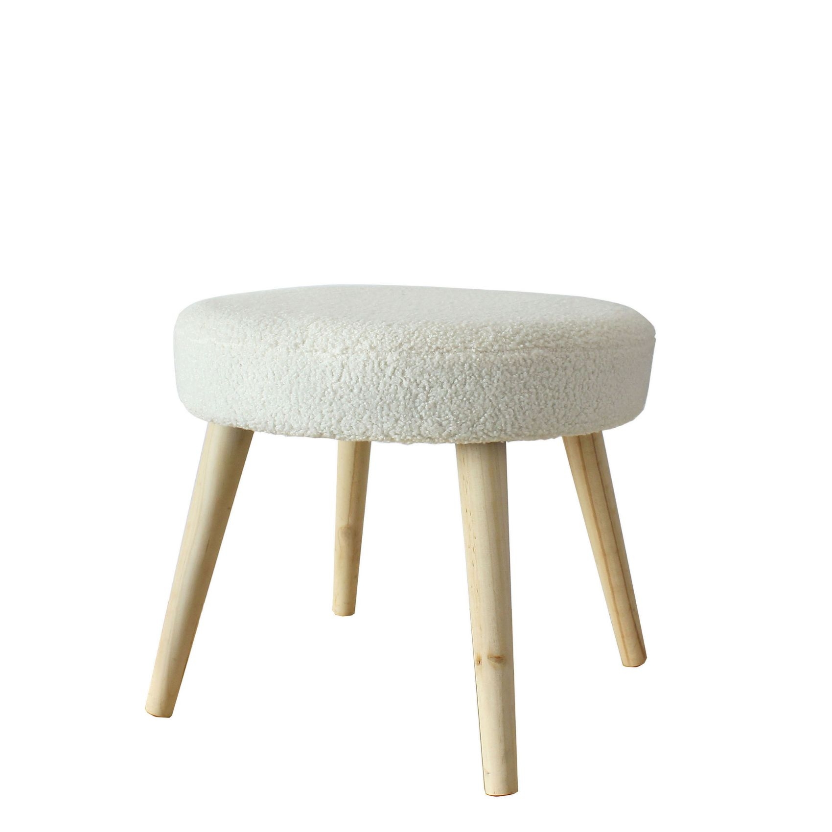 Tabouret rond esprit lodge écru 45x40cm