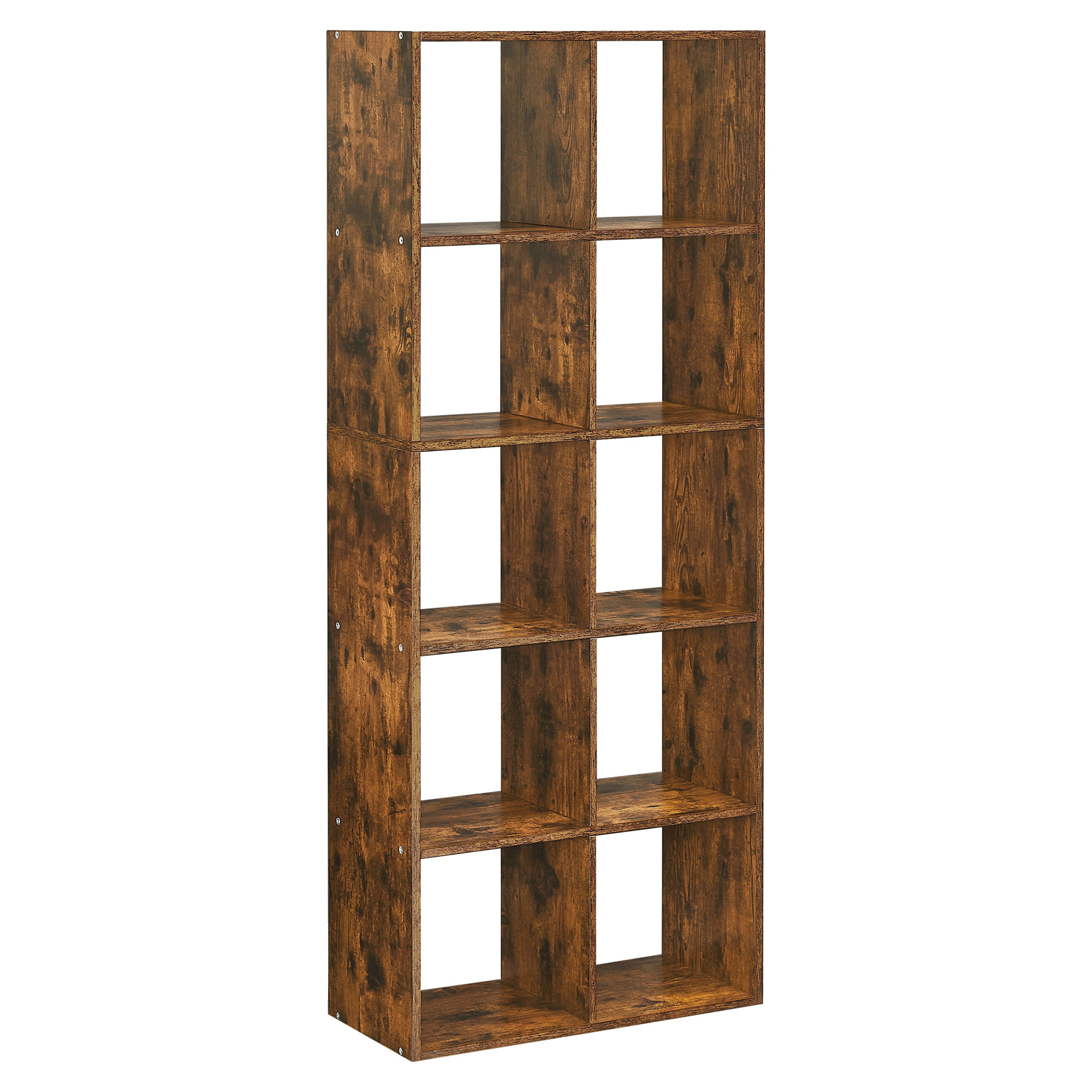 Étagère de Rangement 10 Compartiments Cube Marron Rustique
