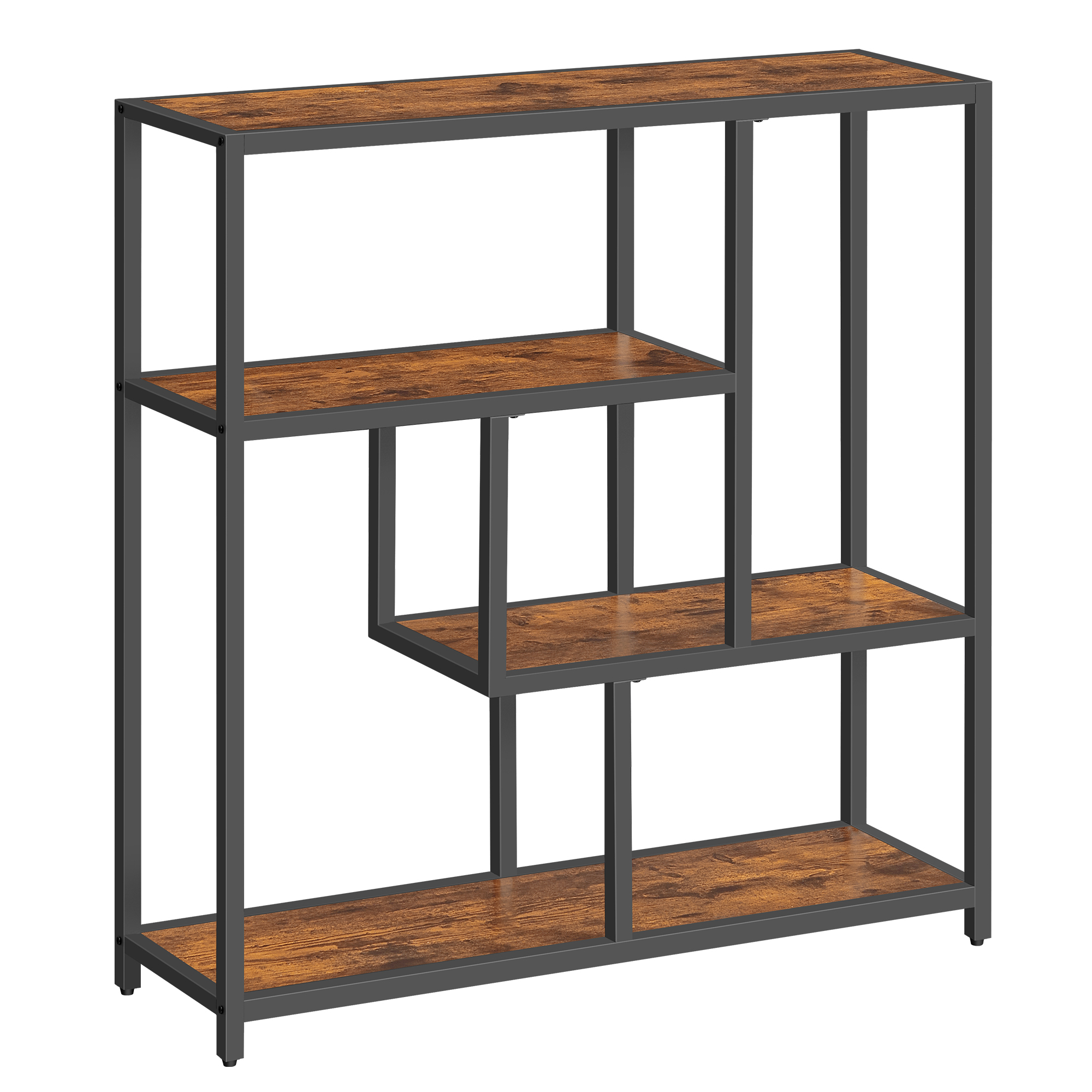 Bibliothèque étagère 4 niveaux 30 x 100 x 103 cm, marron rustique noir