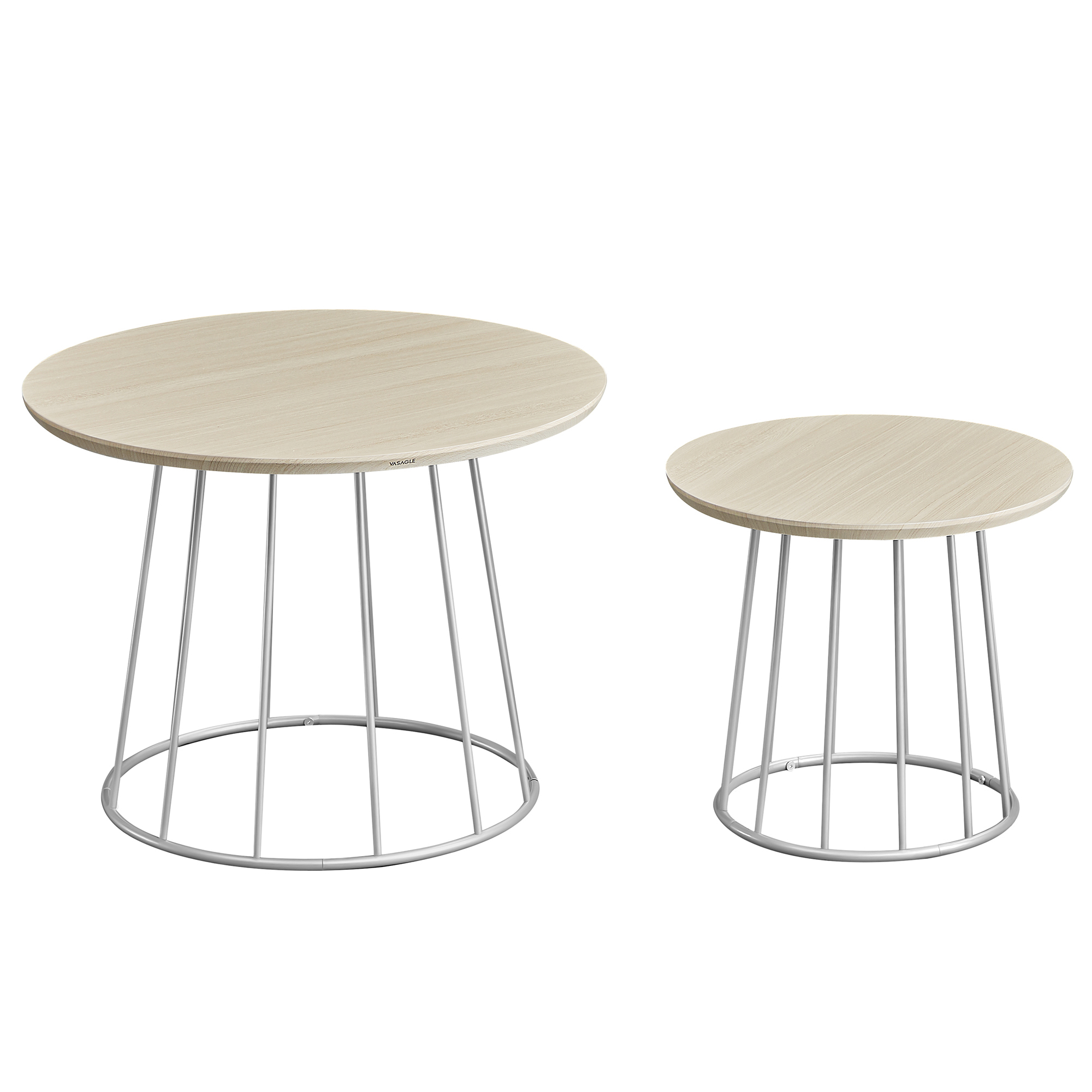 Table basse ronde lot de 2 cadre en acier beige naturel