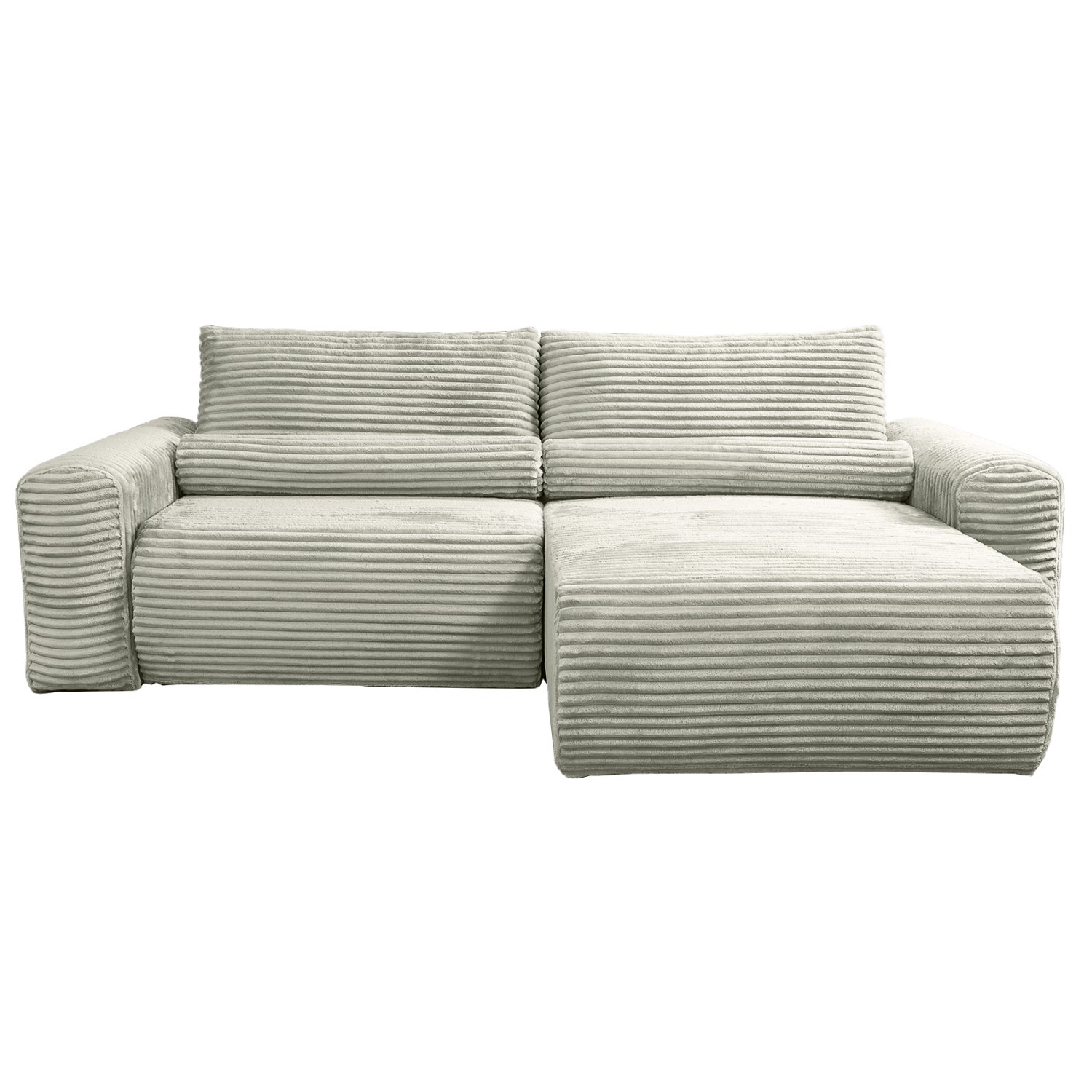 Canapé d’angle réversible 3 places en velours côtelé grège