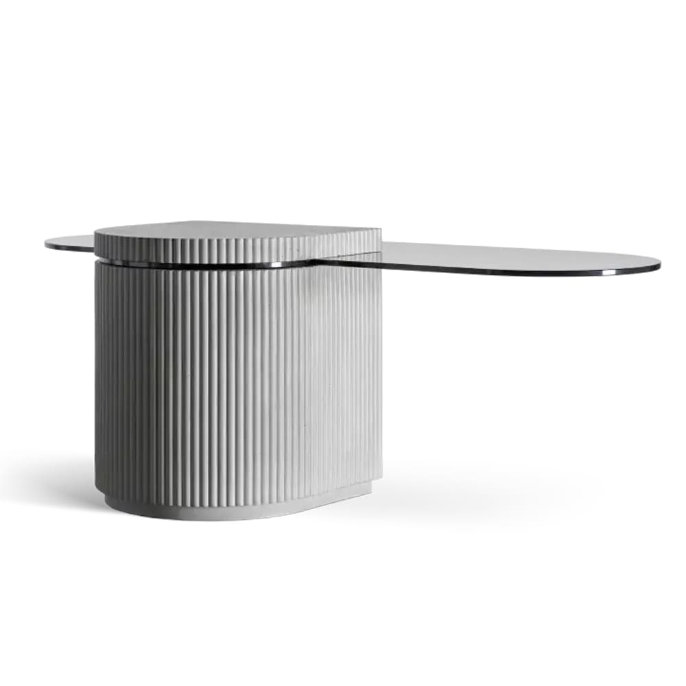 Table basse moderne en béton gris et verre trempé – 120x60cm