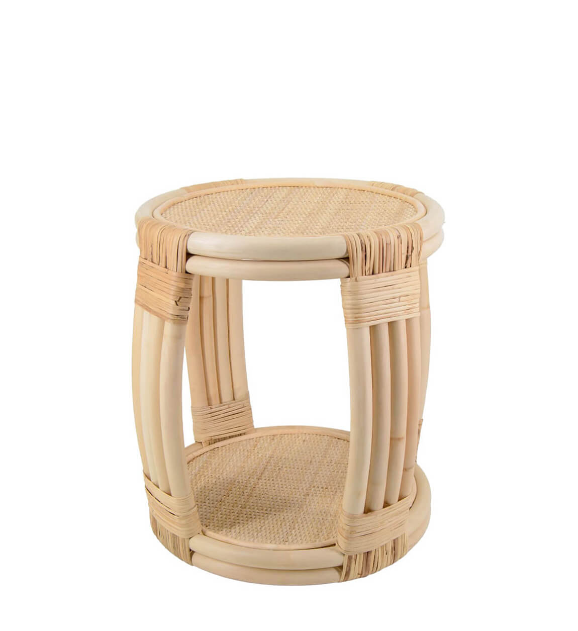 Table basse en rotin beige Ø 44 cm