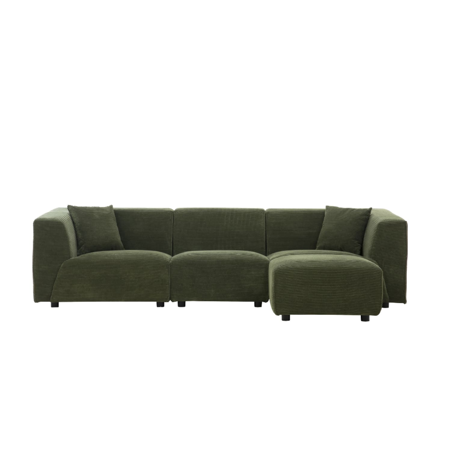 Canapé modulable 4 places: canapé droit 3 places + 1 pouf en velours c