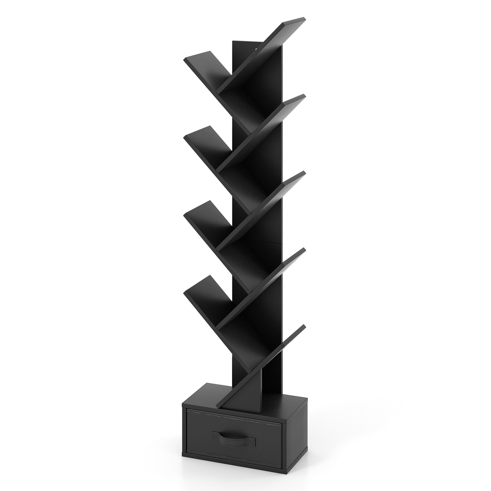 Bibliothèque ètagères 10 niveaux armoire en bois noir 38×21,5×149,5cm