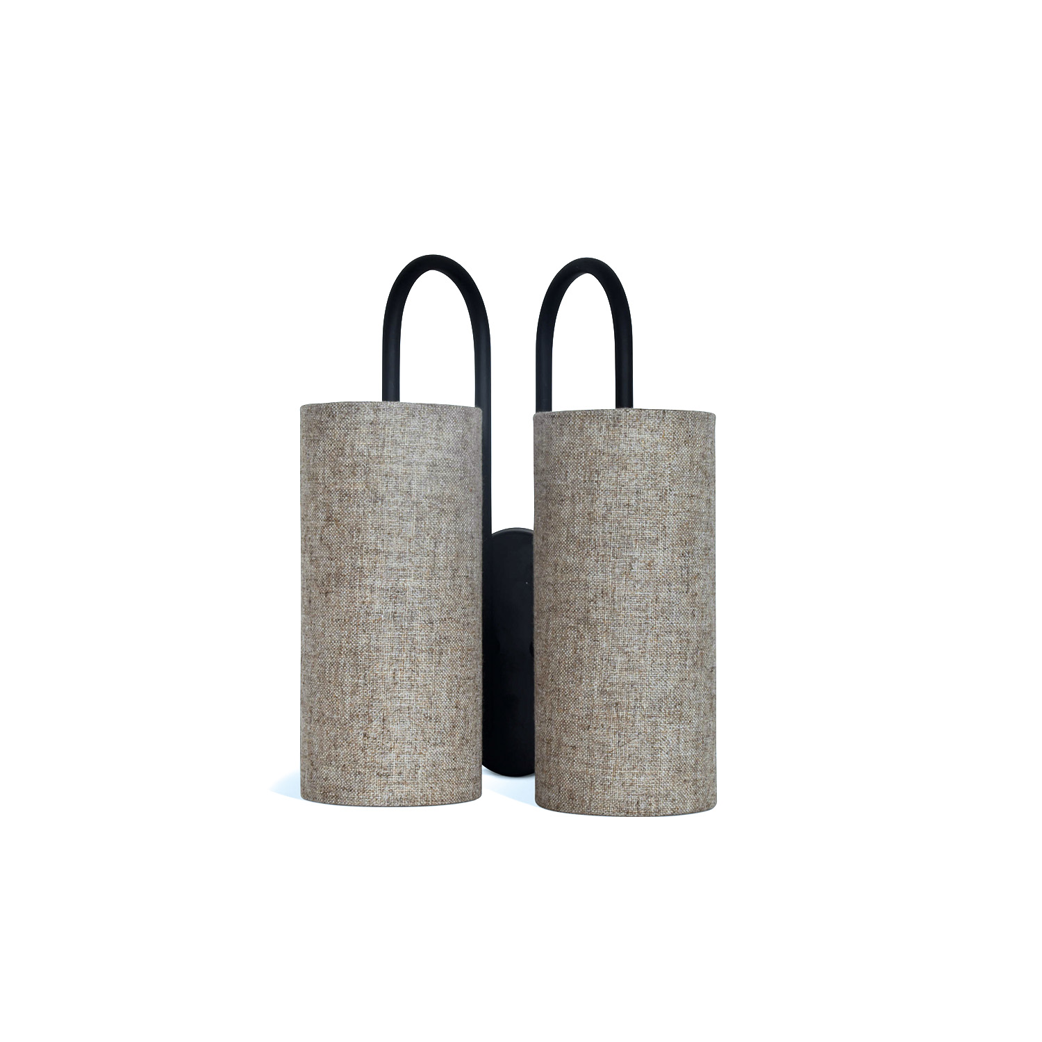 Applique murale Pauline double noir lin naturel L22 P15 H28cm