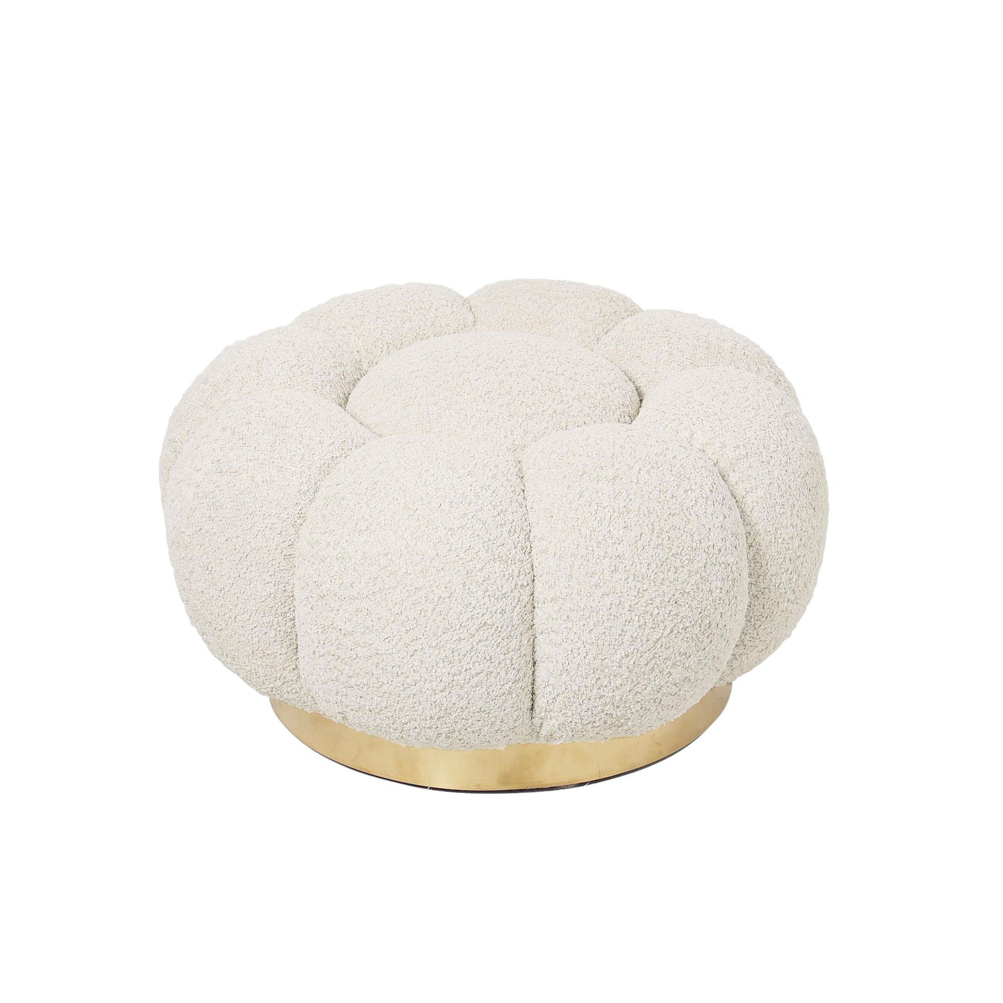 Pouf en tissu bouclé en forme de fleur D65 beige