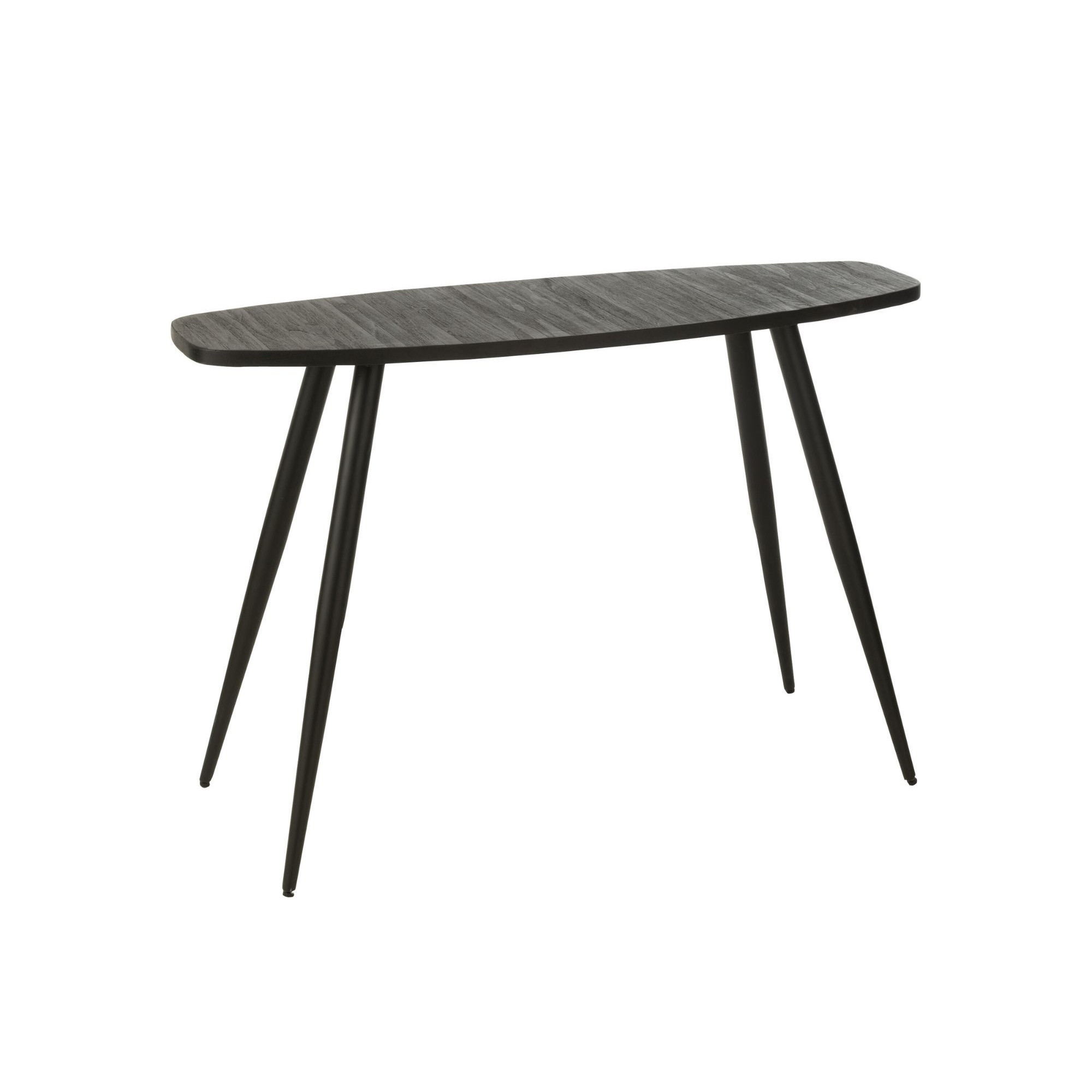 Console ovale en teck recyclé brossé et en métal L120 noir