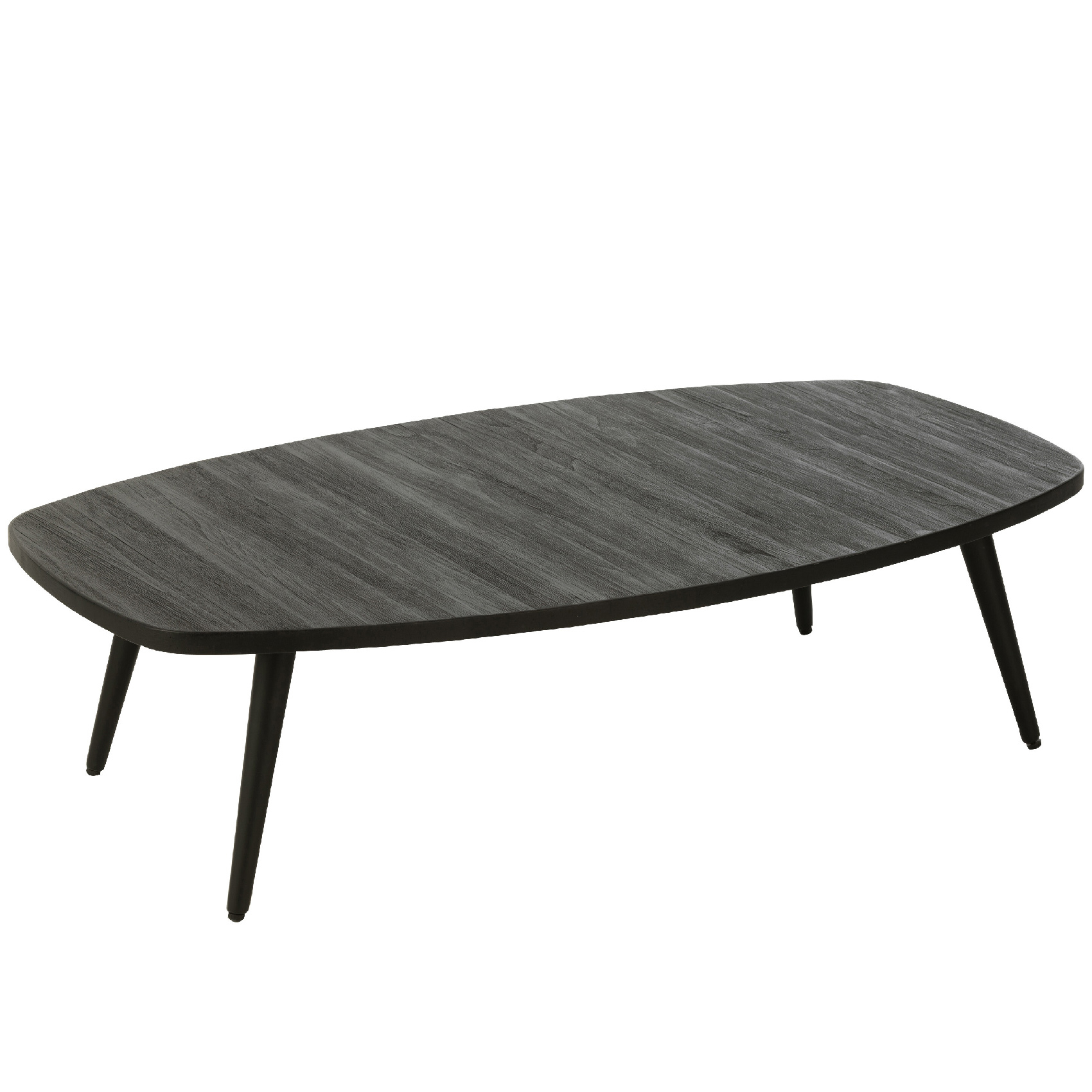 Table basse ovale en teck recyclé brossé et en métal L120 noir