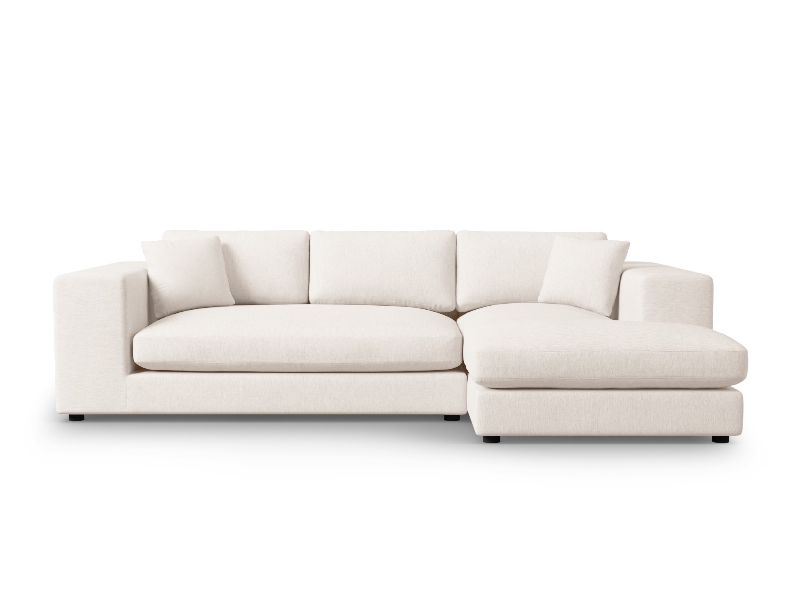 Canapé d’angle droit 5 places en tissu structurel blanc