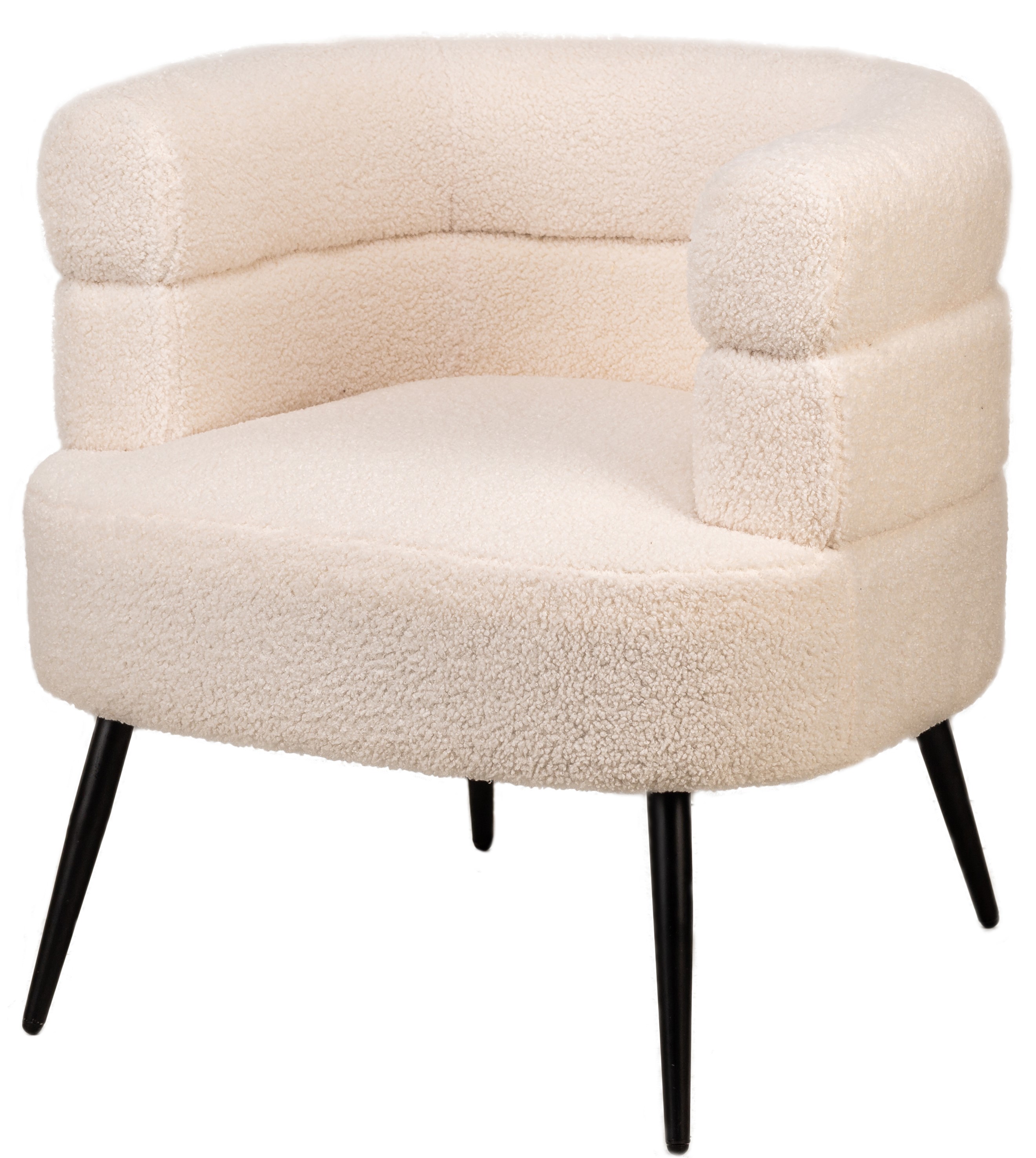 Fauteuil de salon en métal et bouclettes blanches