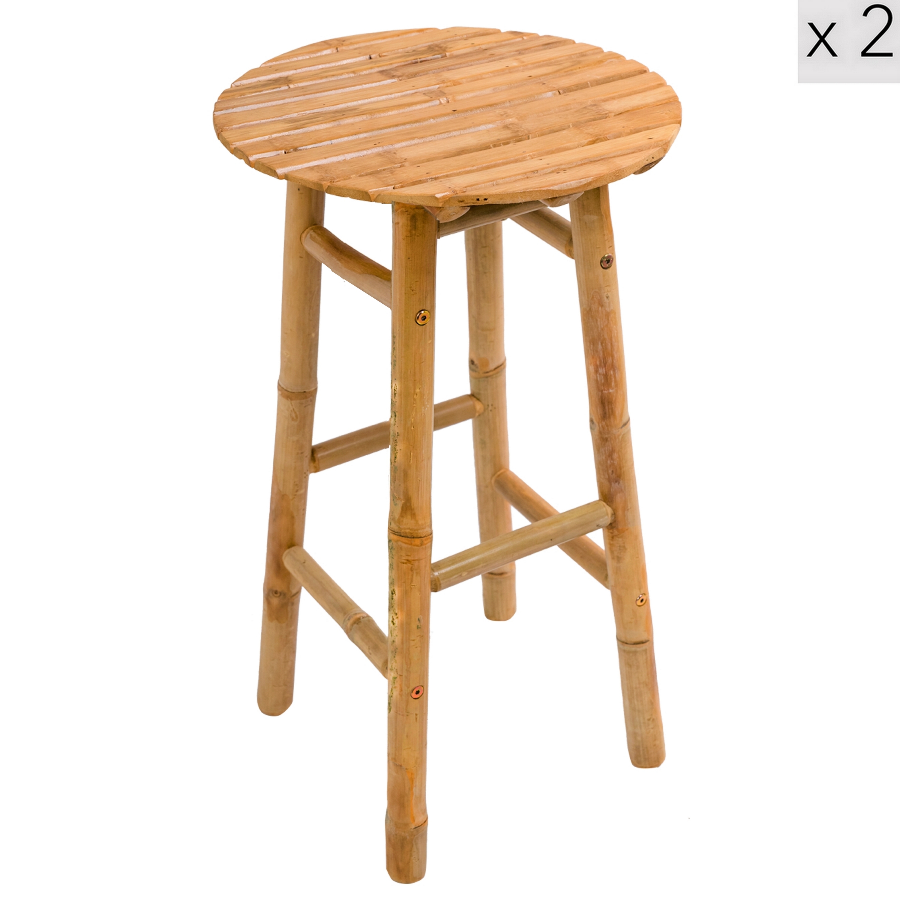 Lot de 2 tabourets de bar en bambou massif