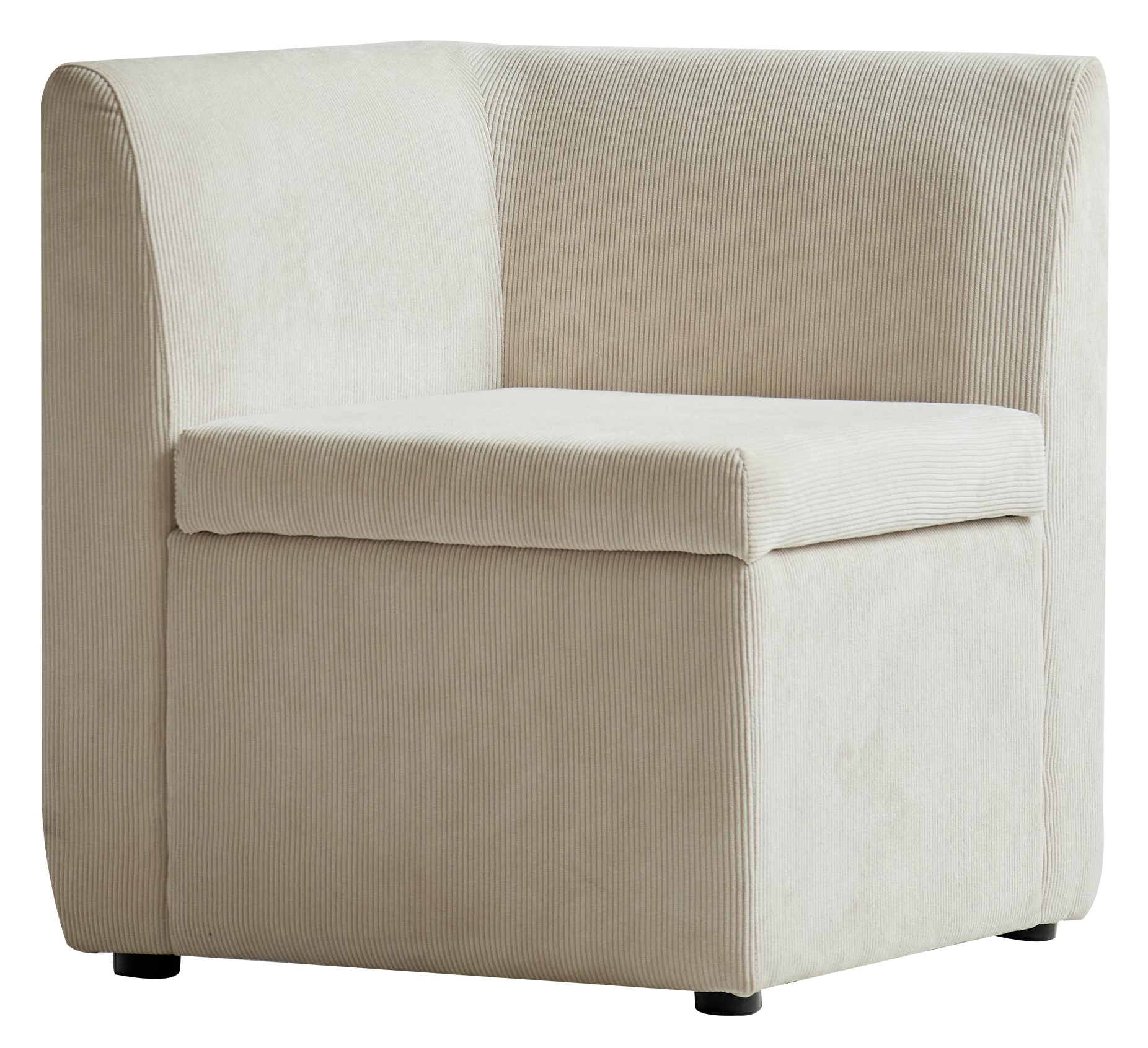 Canapé d’angle modulable 1 place en velours côtelé beige