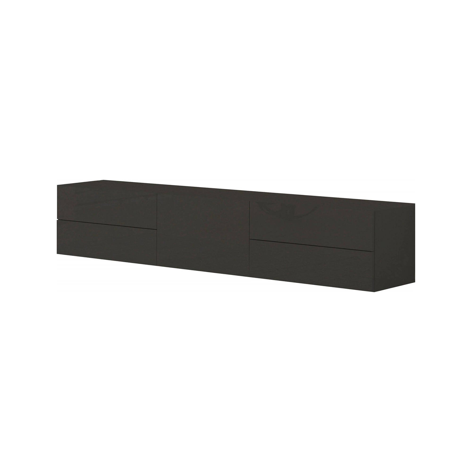 Meuble TV effet bois anthracite brillant 170x40h35 cm
