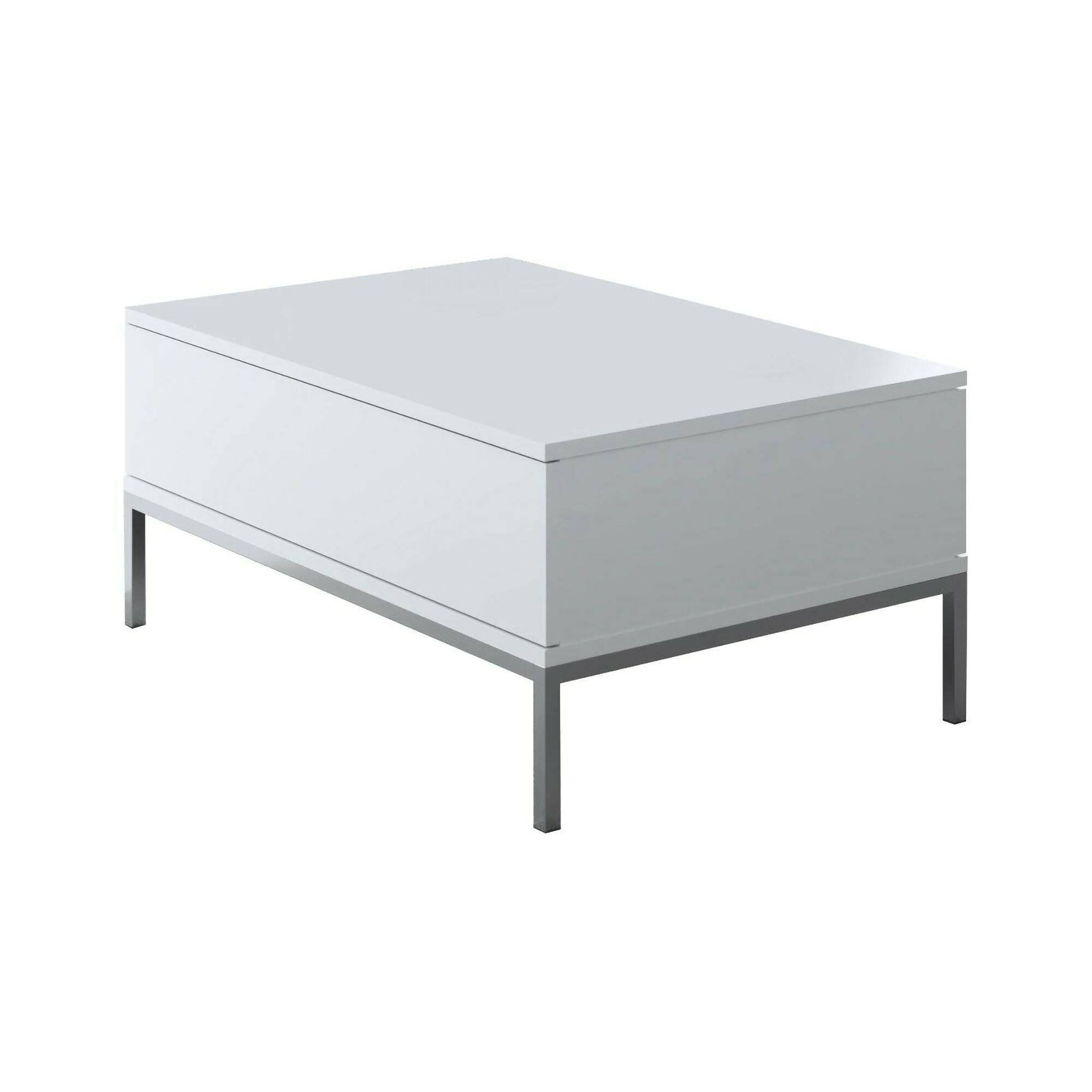 Table basse effet bois blanc, argent 90x60h40 cm