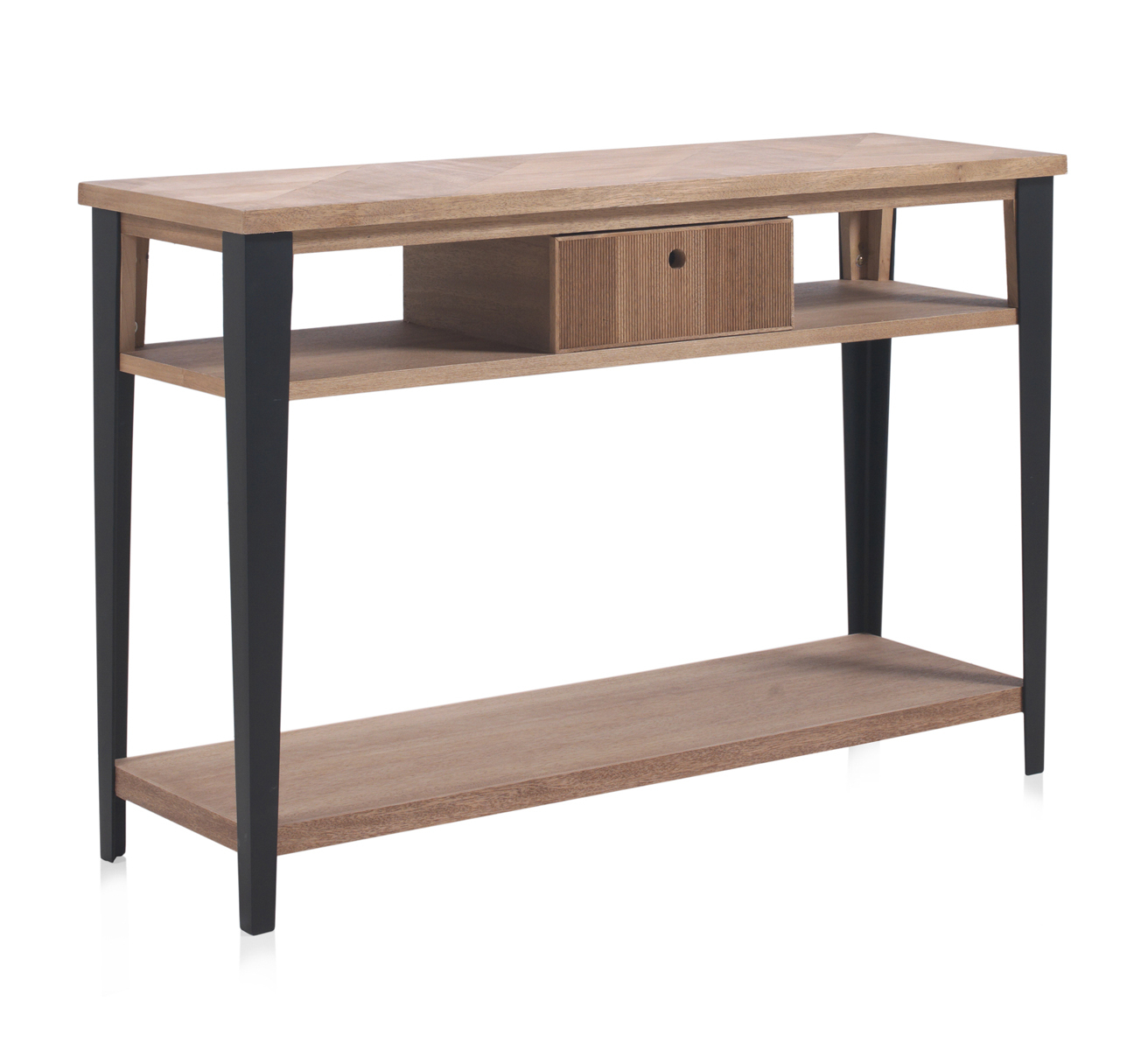 Console en frêne avec tiroir et pieds en métal