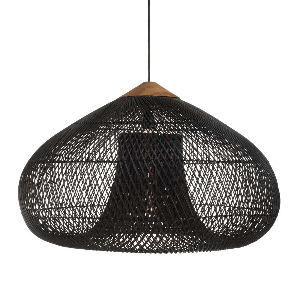 Suspension entonnoir » 80x80cm rotin couleur noire/teck »
