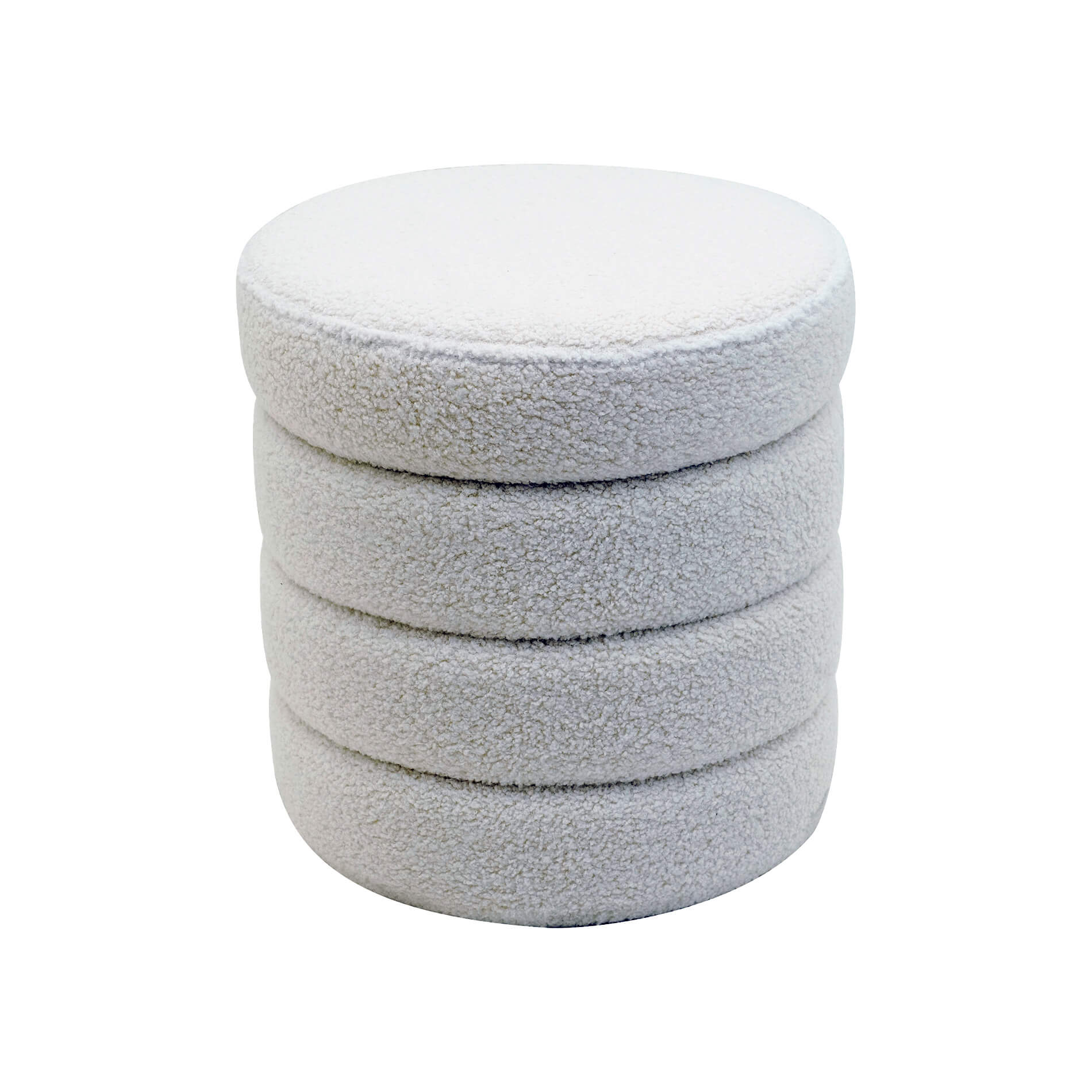 Pouf de rangement rond en tissu blanc