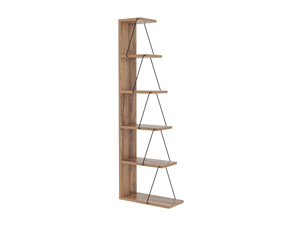 Etagère d’angle 6 tablettes décor pin et noir – H150 cm