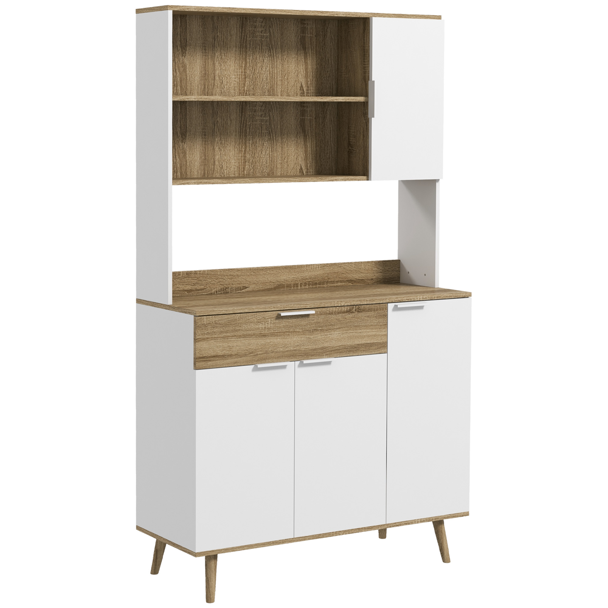 Buffet haut design scandinave – multi-rangement – blanc aspect bois